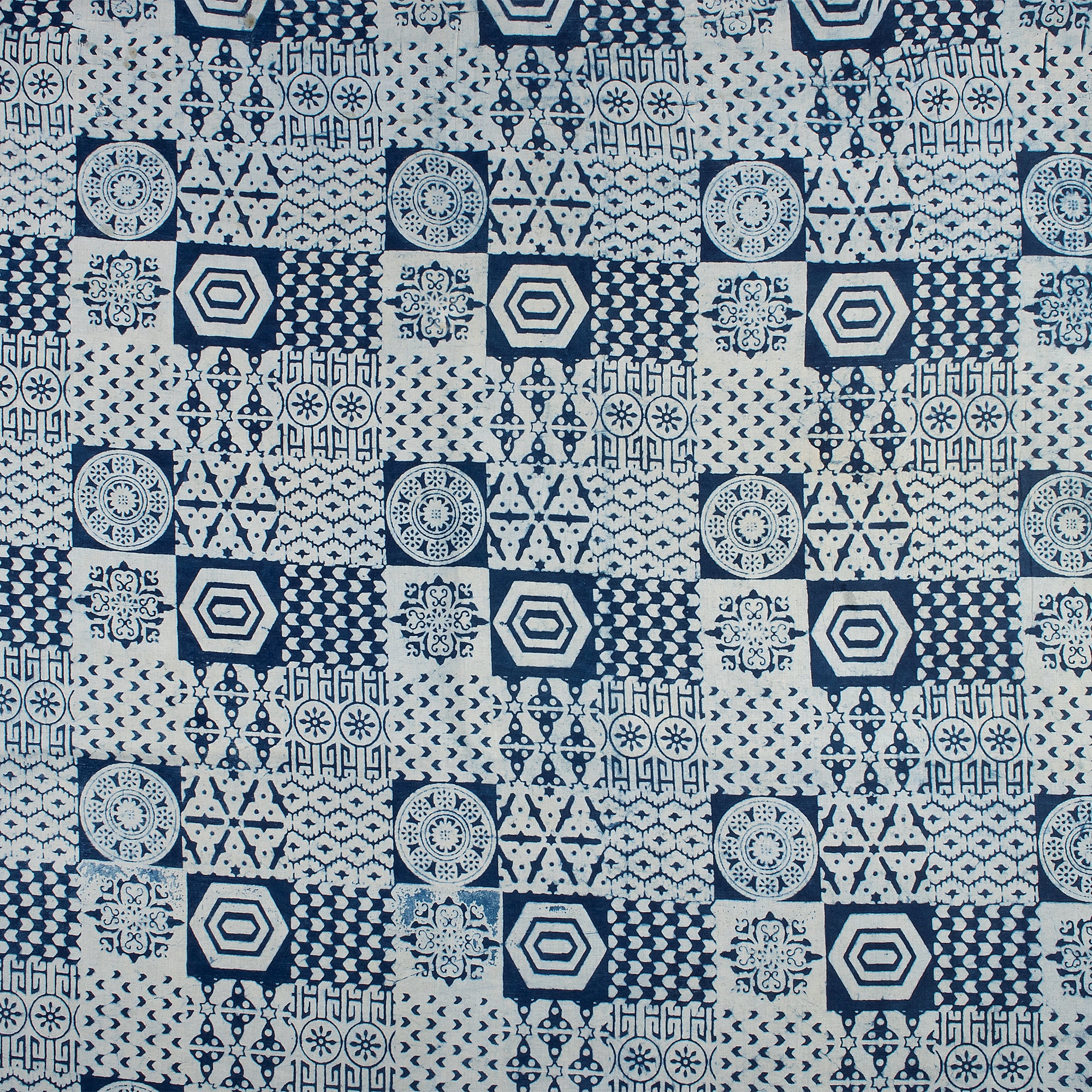 Soft Indigo Blue Hand Block Printed Fabric by Yard