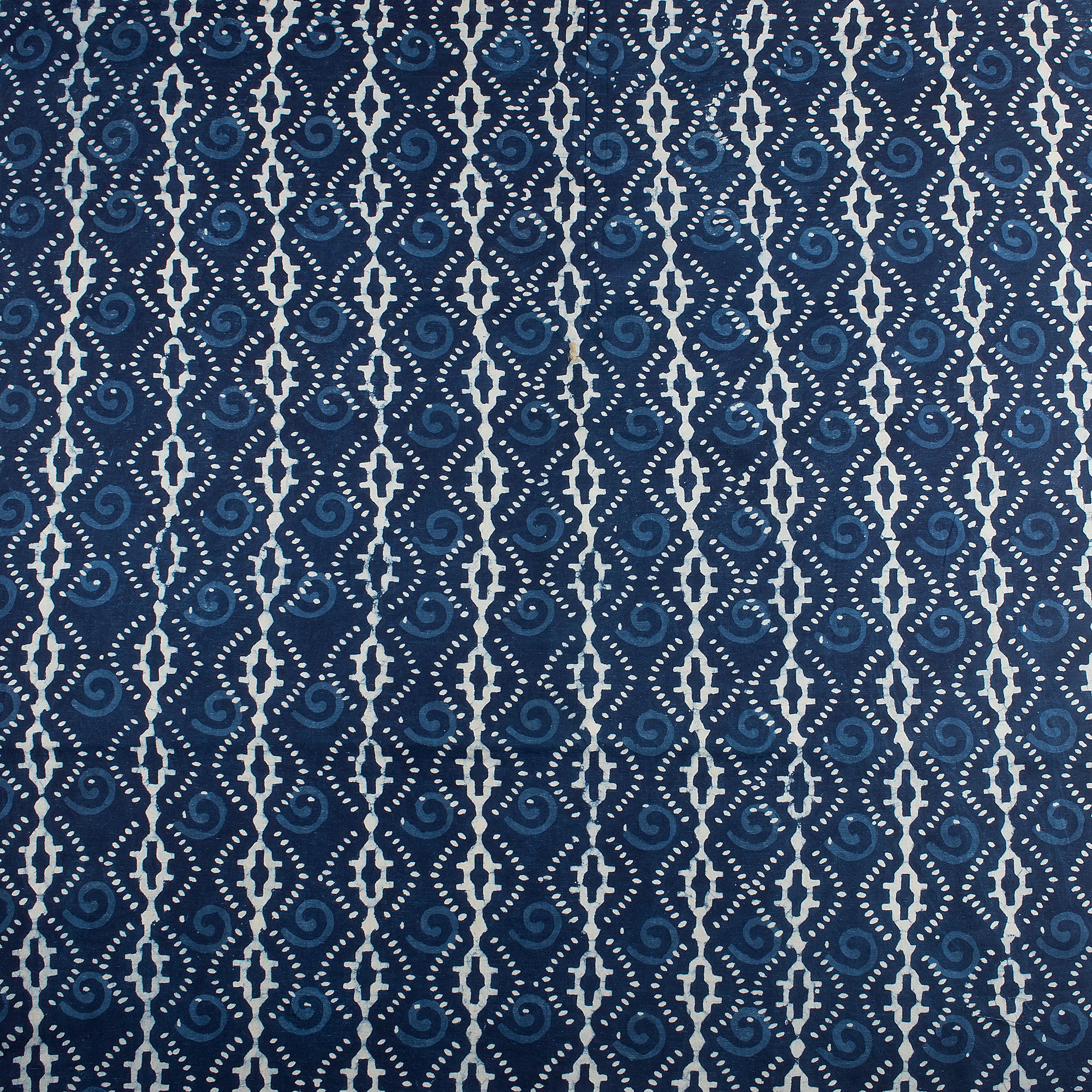 Geometric Hand Block Printed Indigo Blue Fabric