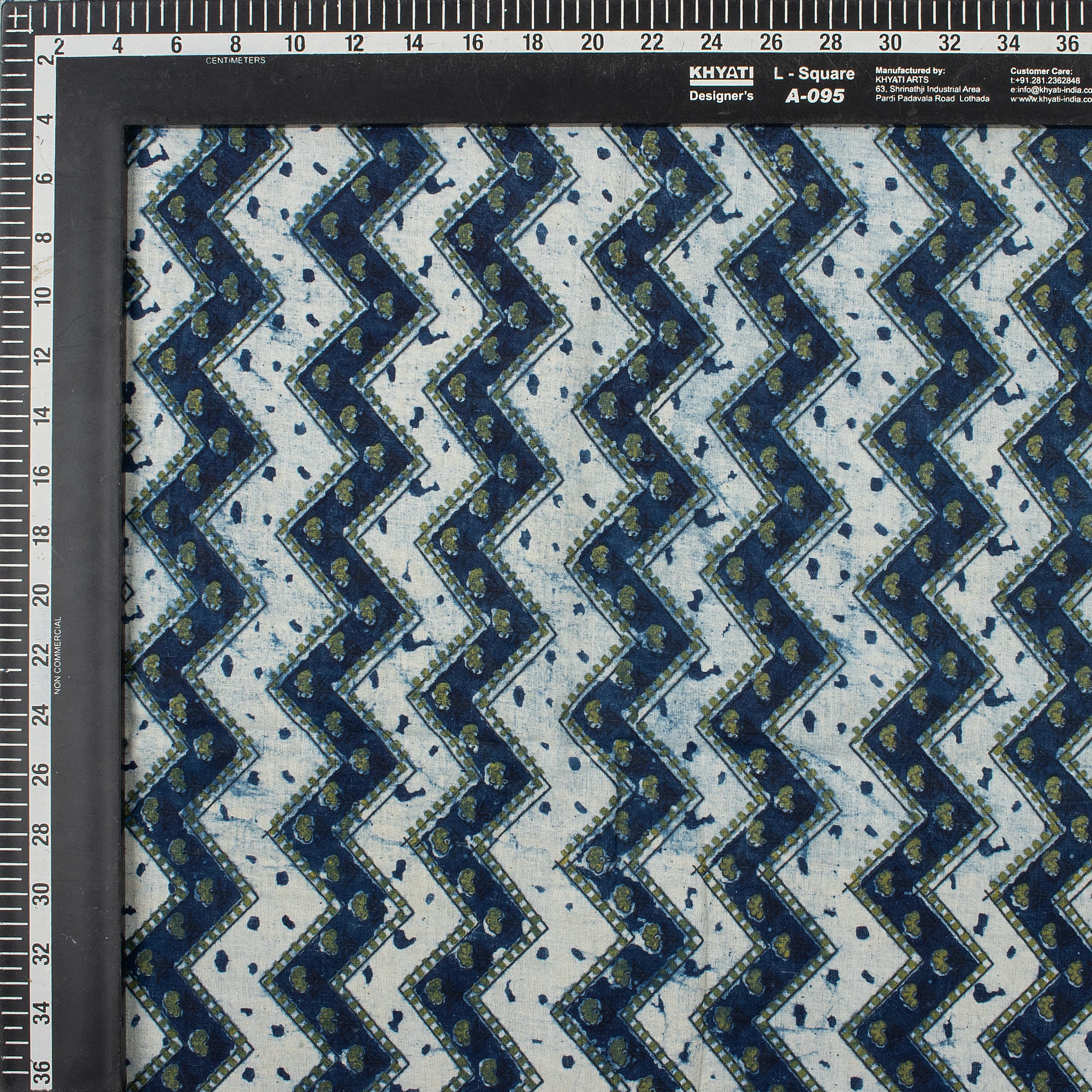 Zig Zag Indigo Blue Hand Block Printed Fabric