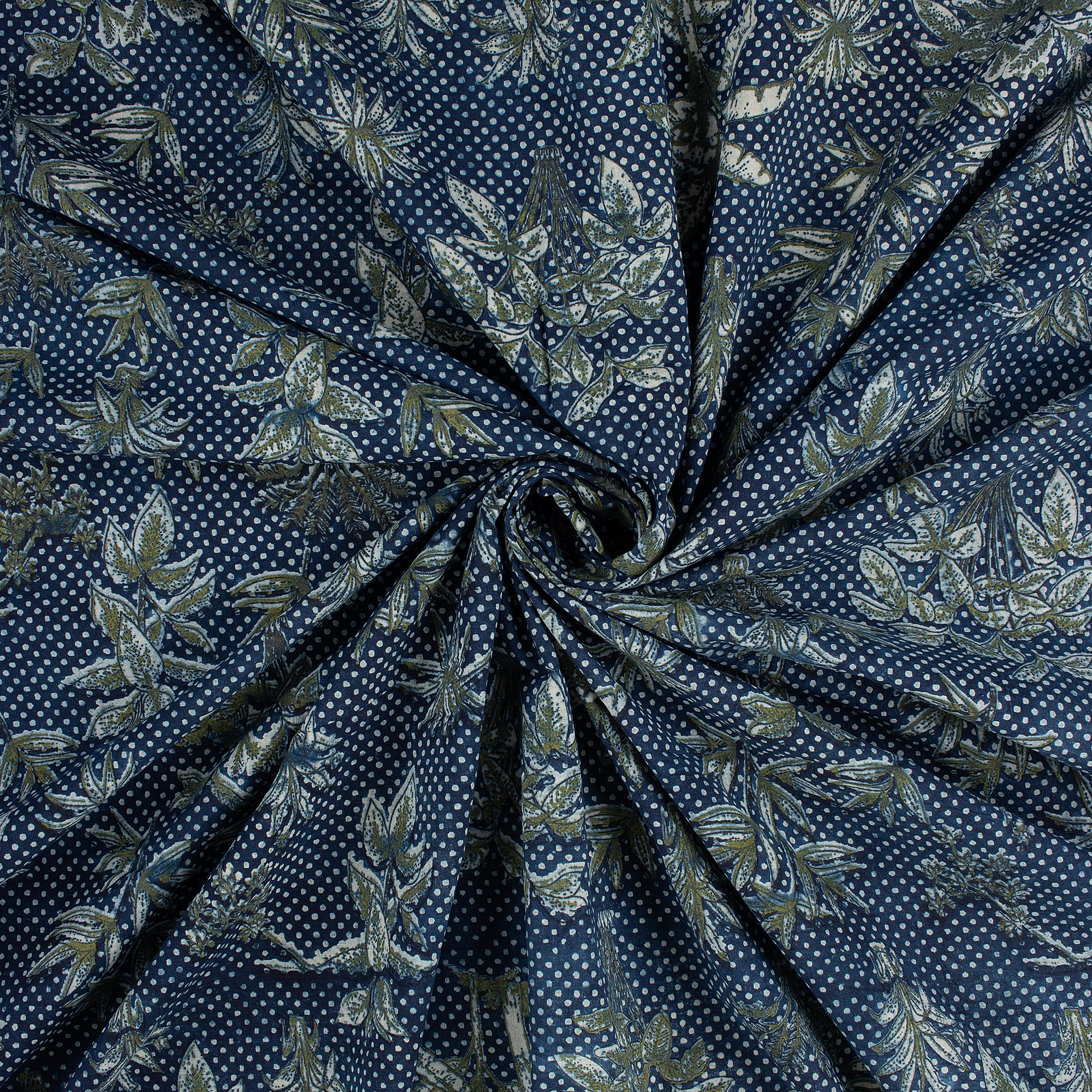 Indigo Blue Floral 100% Cotton Fabric