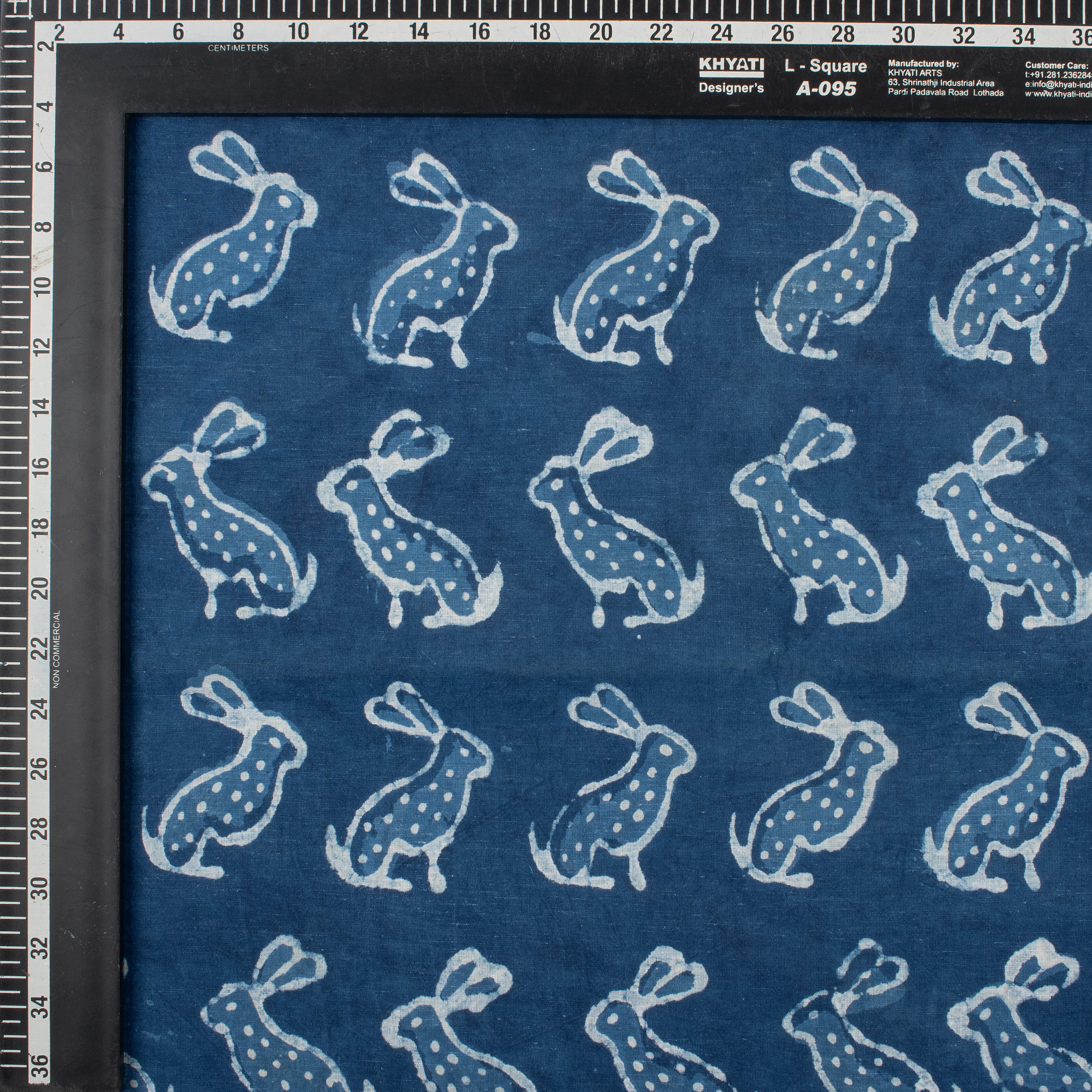 New Rabbit Hand Block Printed Indigo Fabric Online