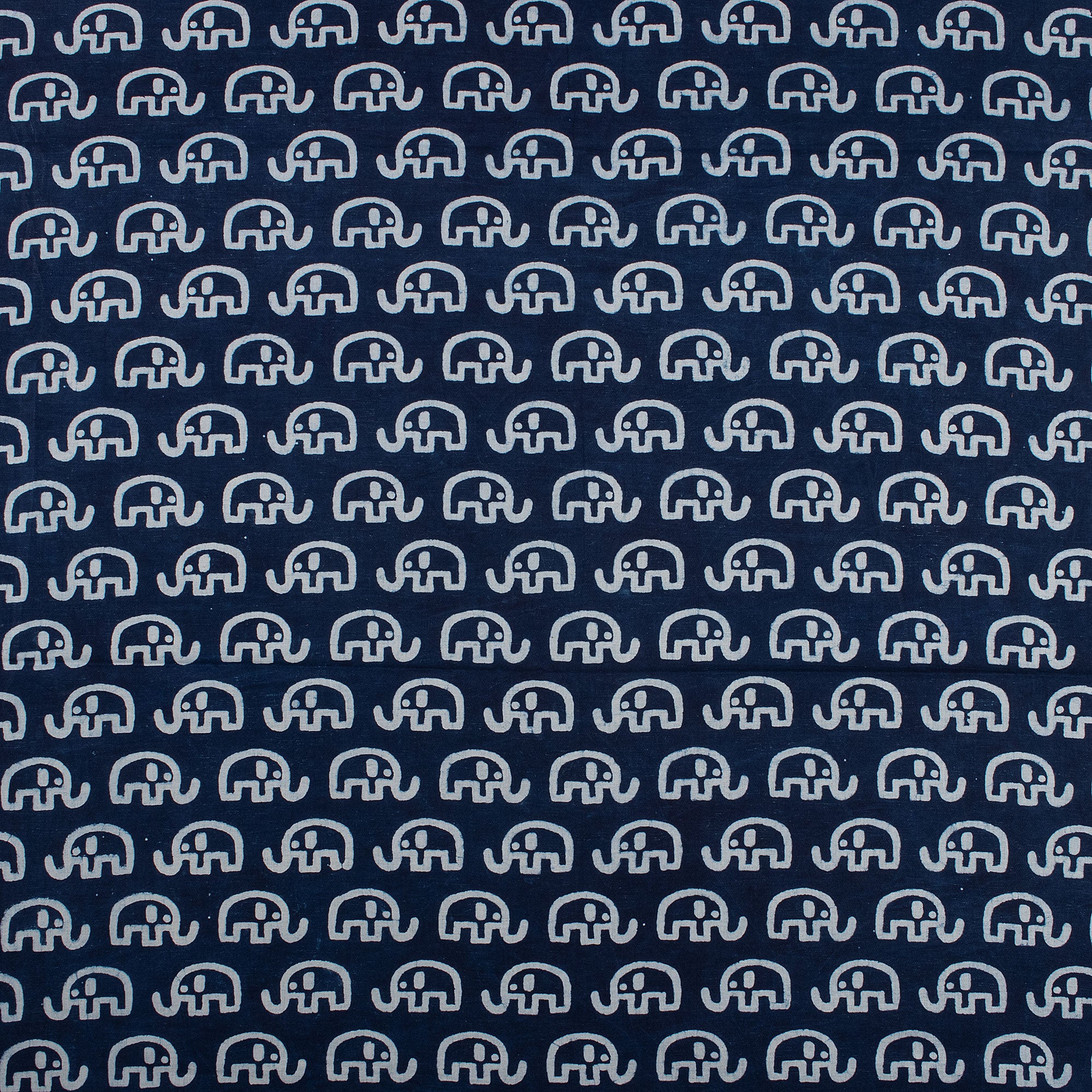 Elephant Indigo Blue Hand Block Print Fabric
