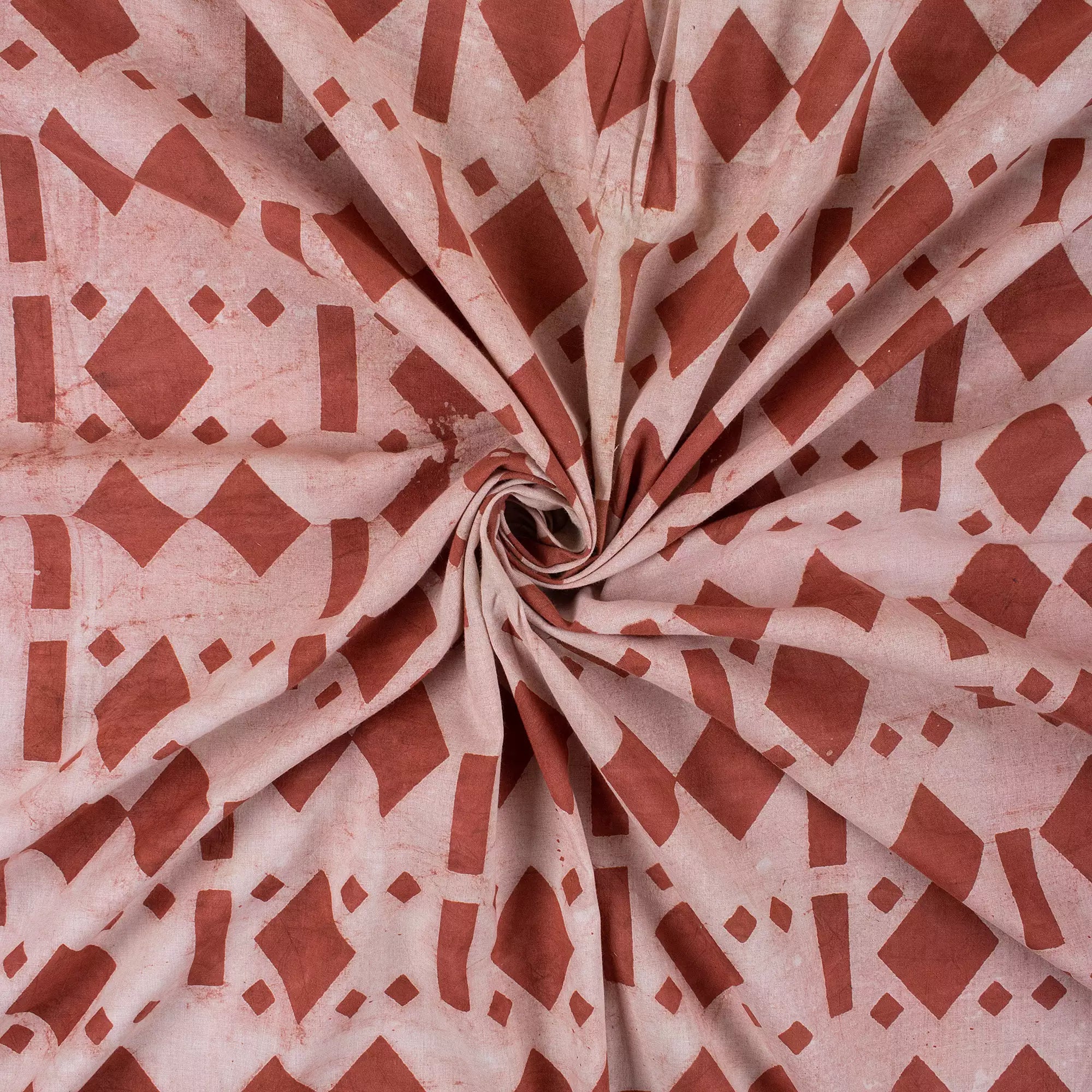 Red Geometric Printed Organic Cotton Fabric
