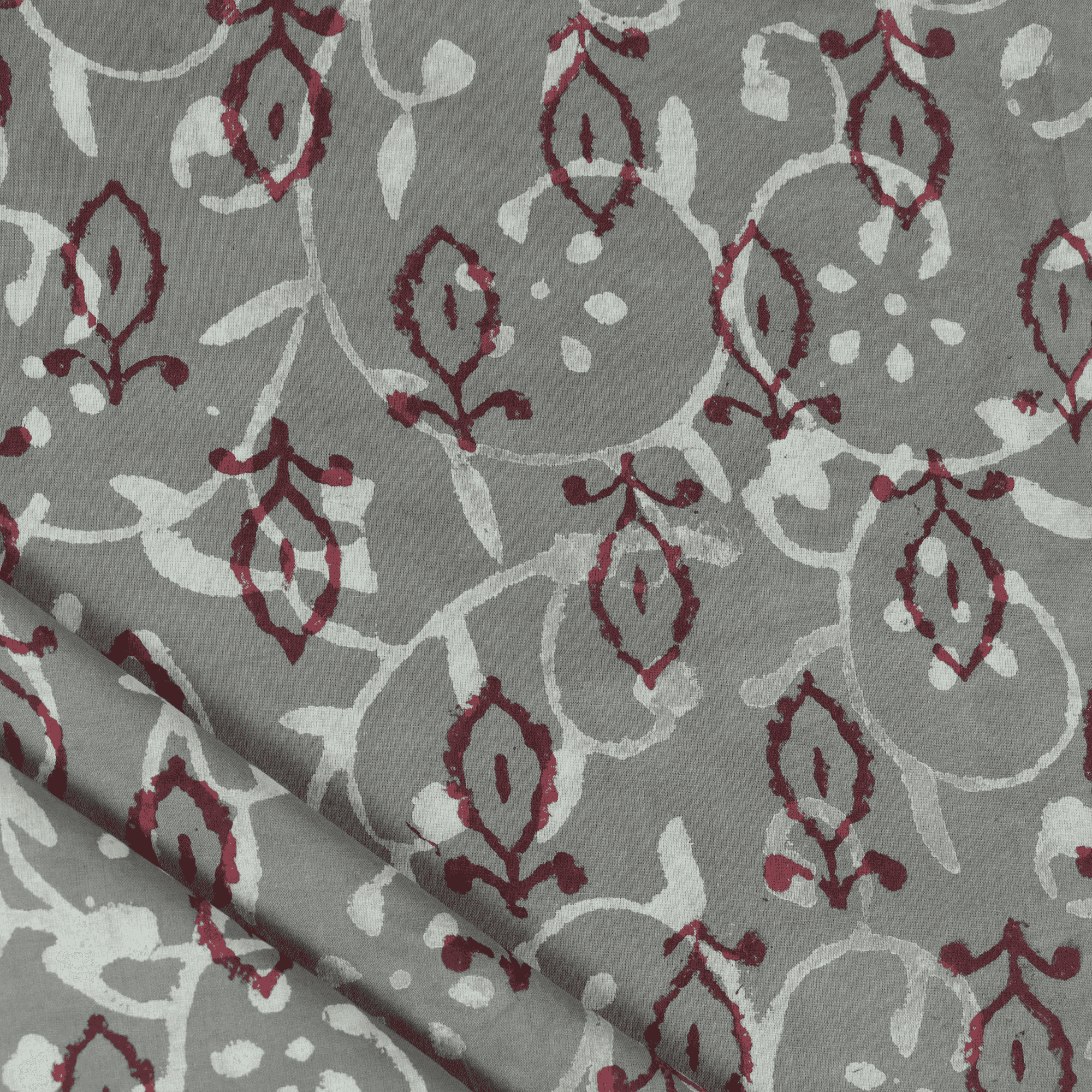 Kashish Red White Abstract Print Fabric