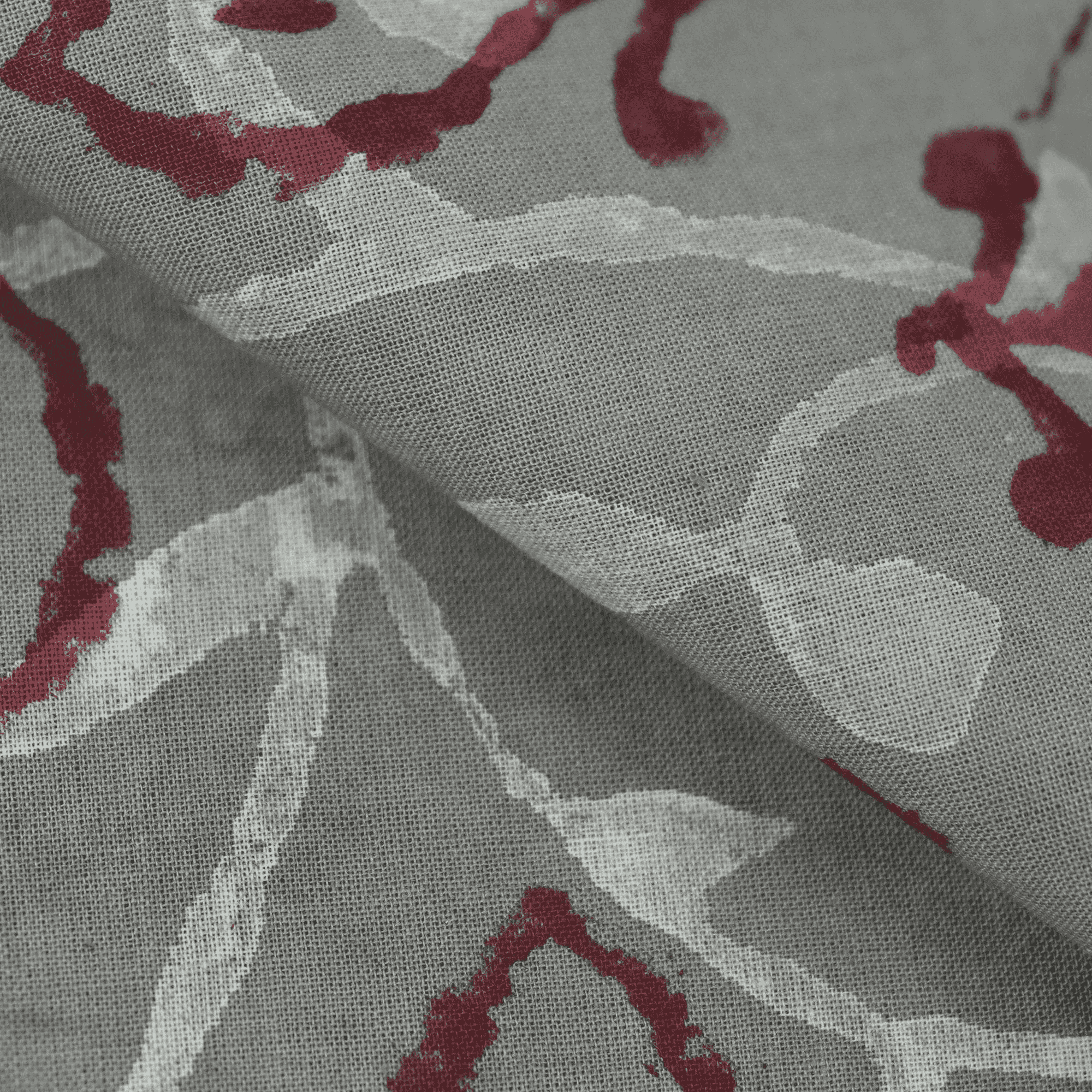 Kashish Red White Abstract Print Fabric