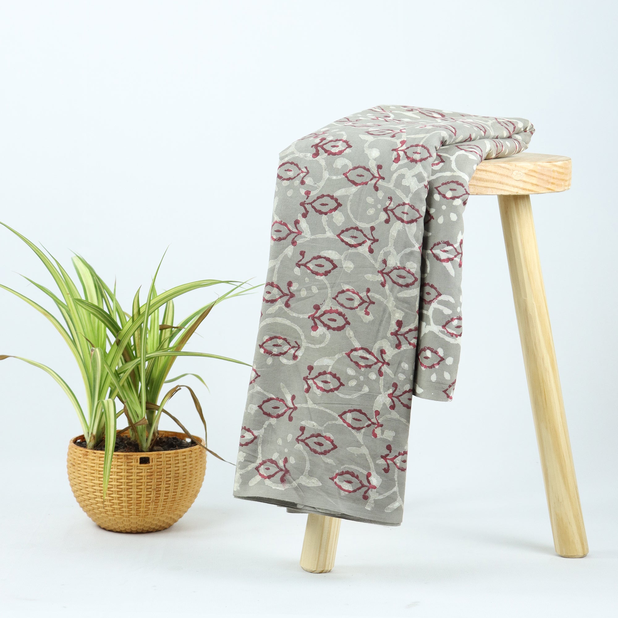 Kashish Red White Abstract Print Fabric