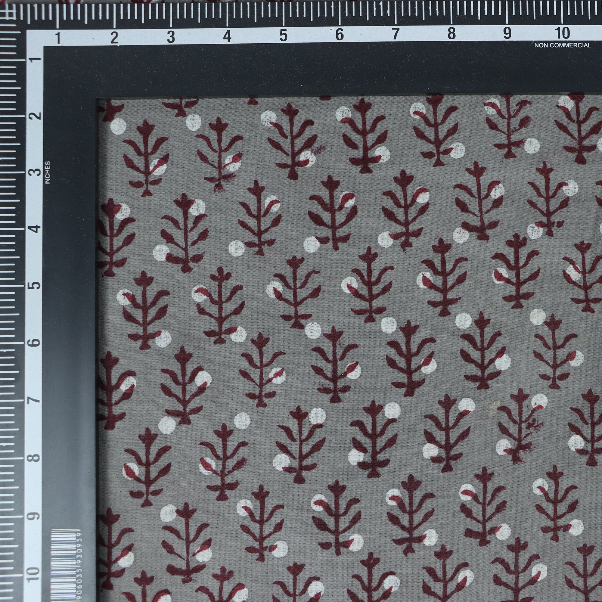 Indian Red Leaf Design Handcrafted Kashish Print Pure Cotton Fabric by Yard