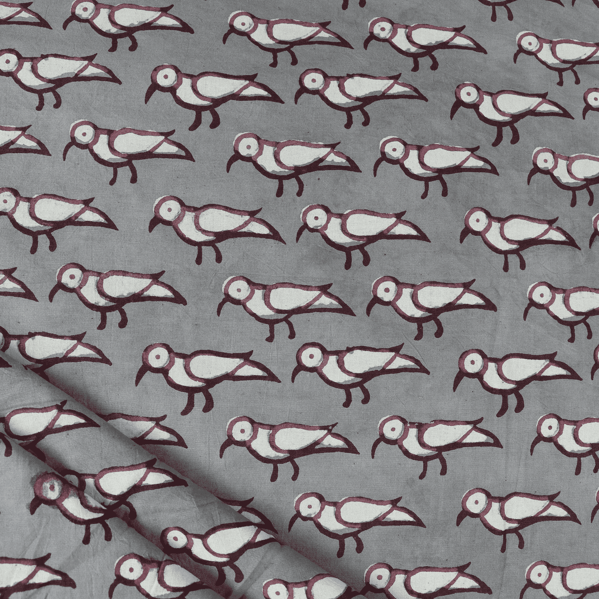 Kashish Red Bird Print Pure Cotton Fabric