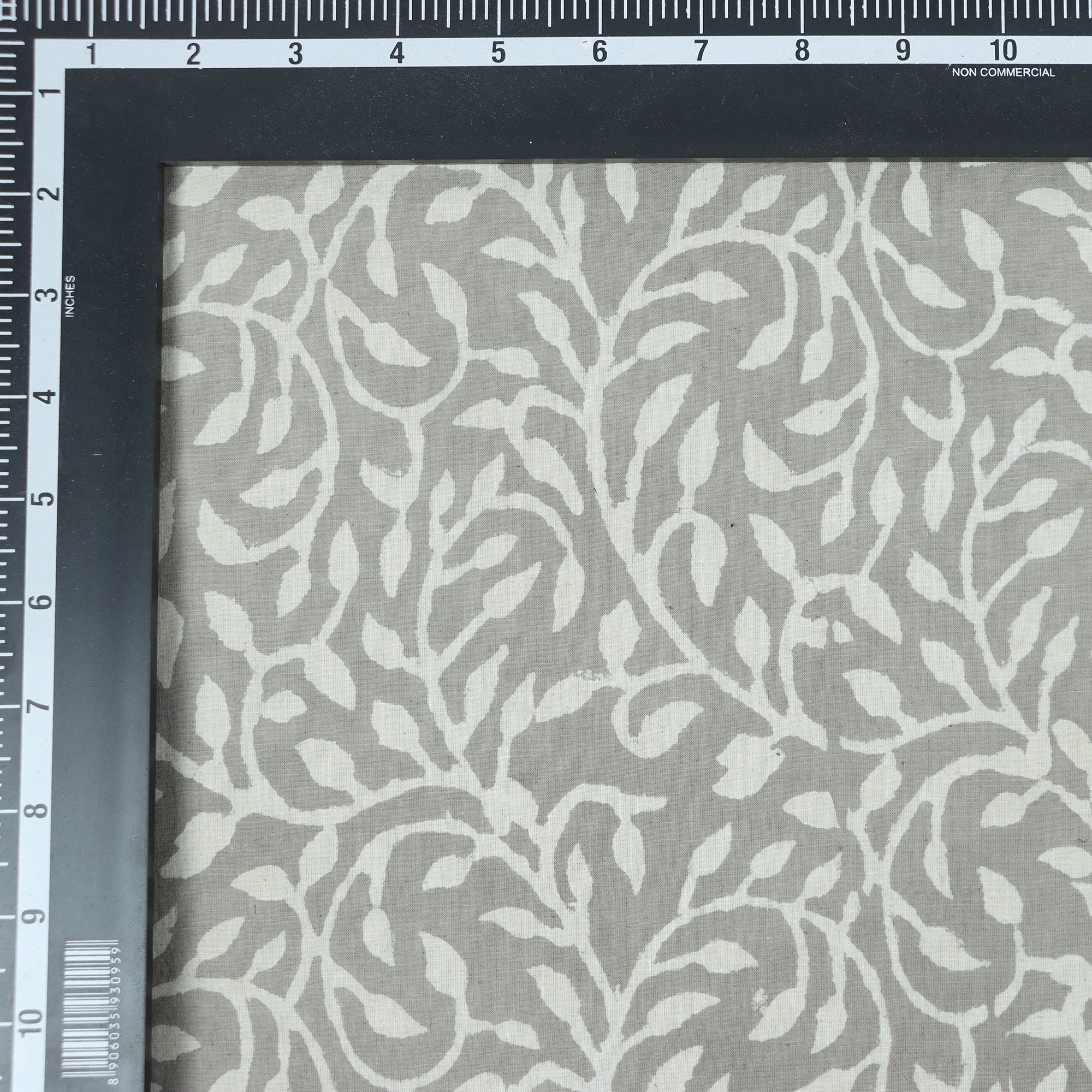 Pure Cotton Gray Leaf Design Indian Block Printed Kashish Fabric for Kimono