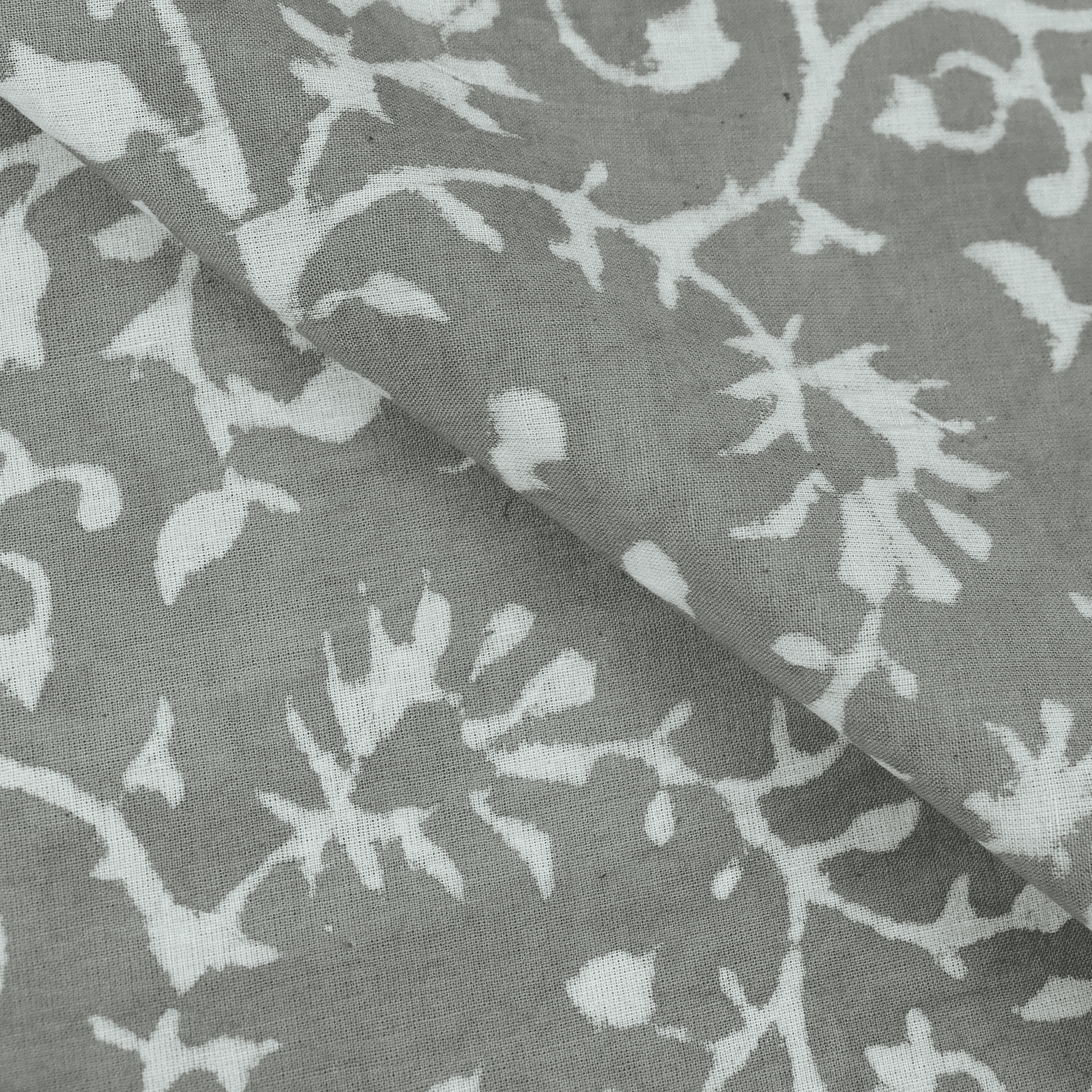 Grey Kashish Floral Print Organic Cotton Fabric