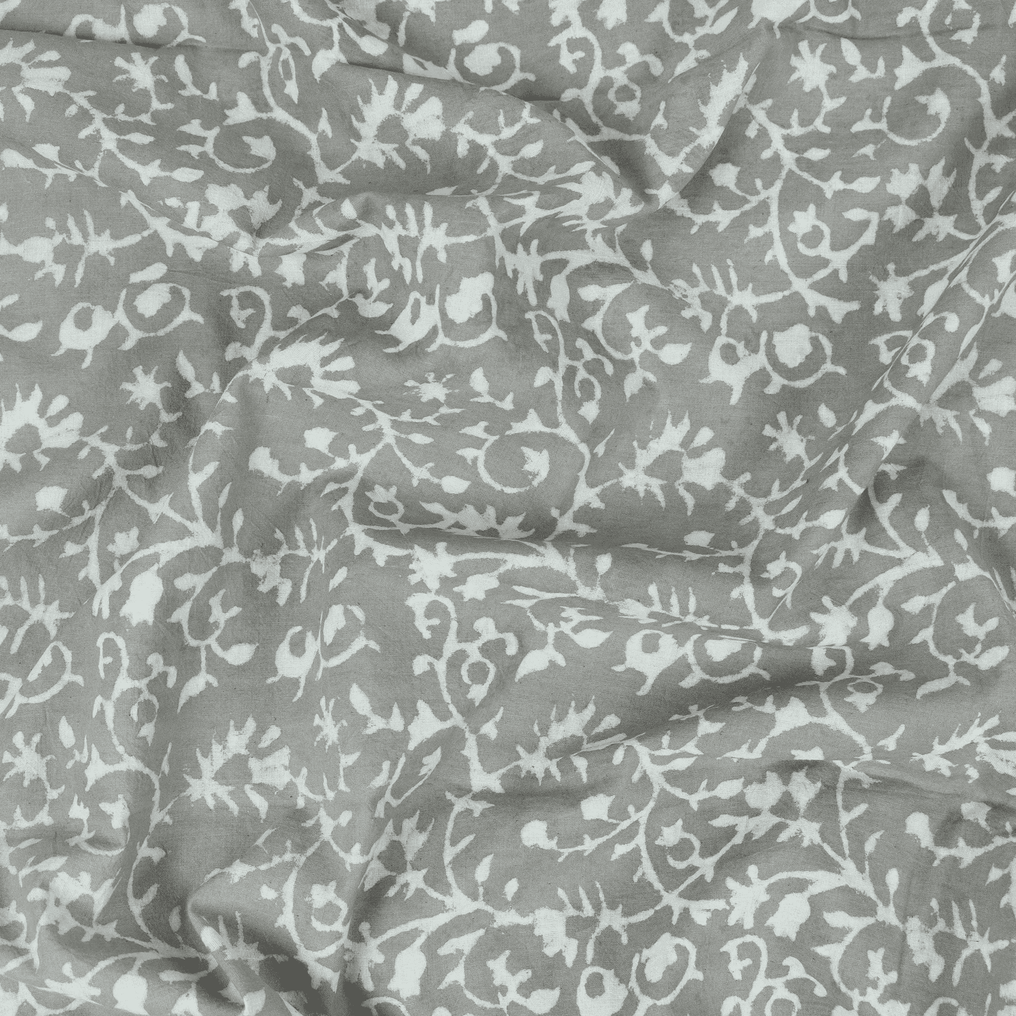 Grey Kashish Floral Print Organic Cotton Fabric