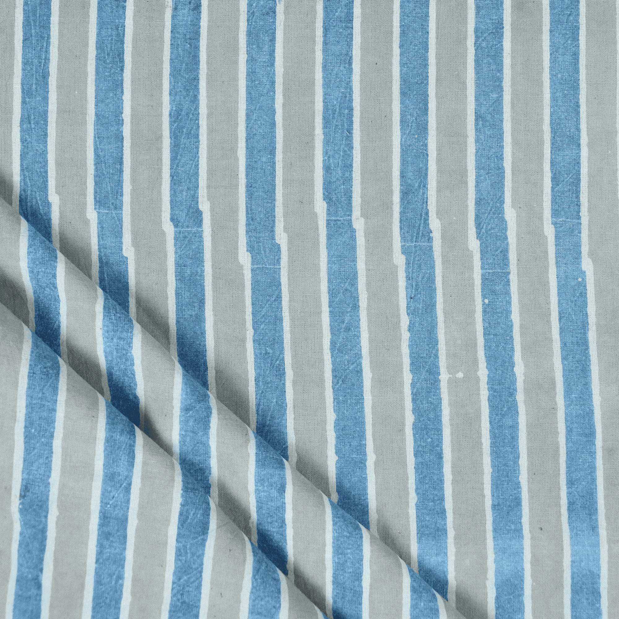 Kashish Sky Blue Stripe Print Cotton Fabric