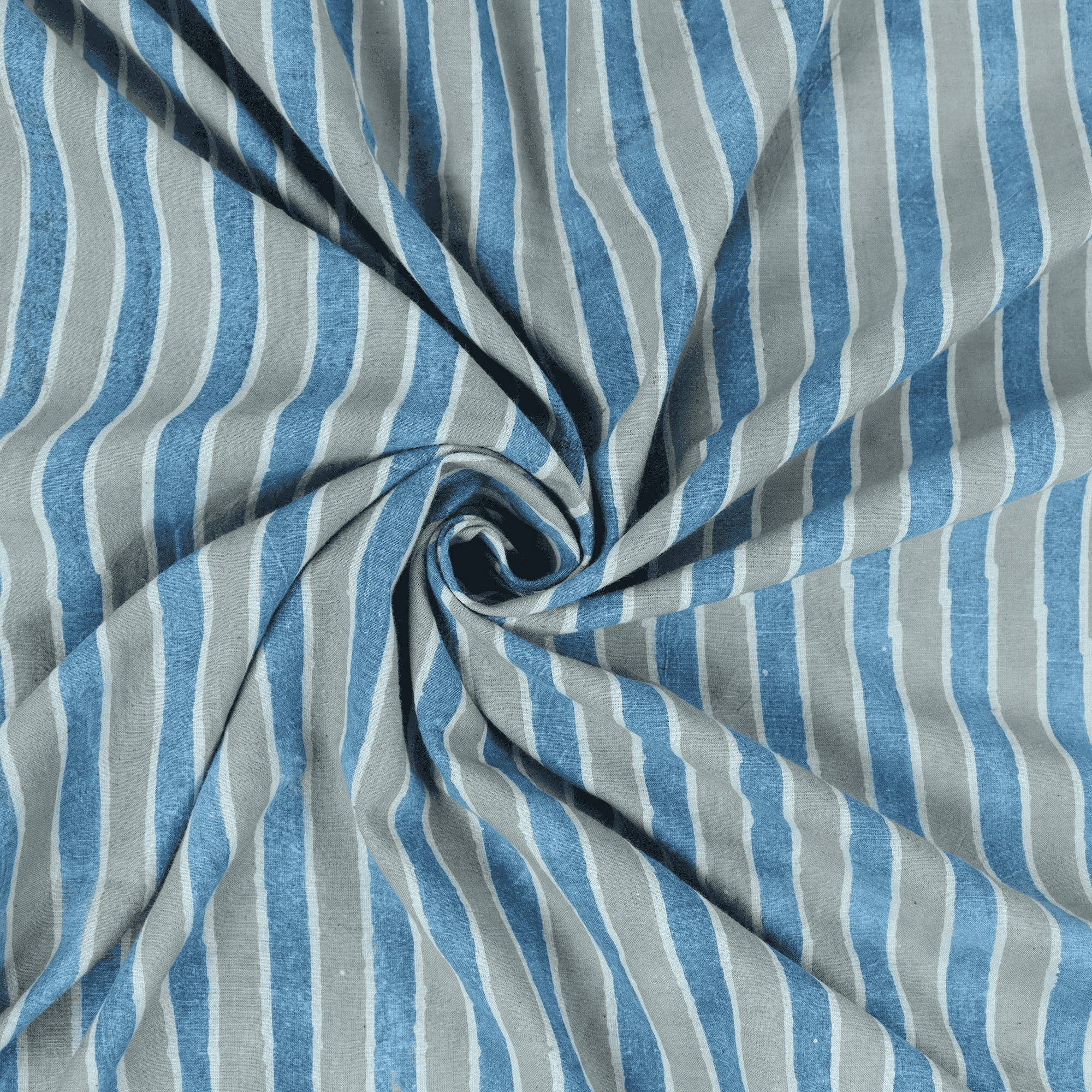 Kashish Sky Blue Stripe Print Cotton Fabric