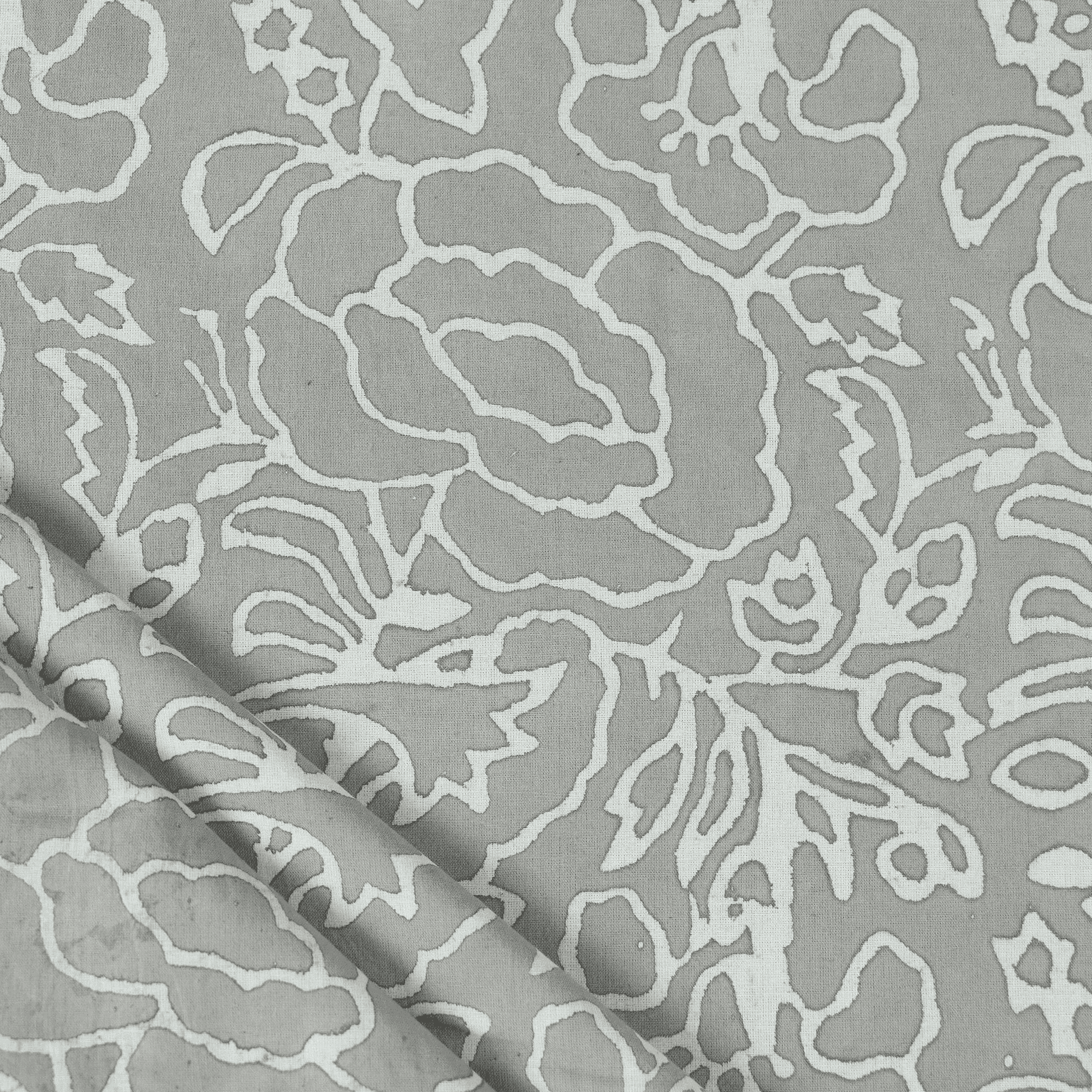 White Kashish Cotton Abstract Print Fabric