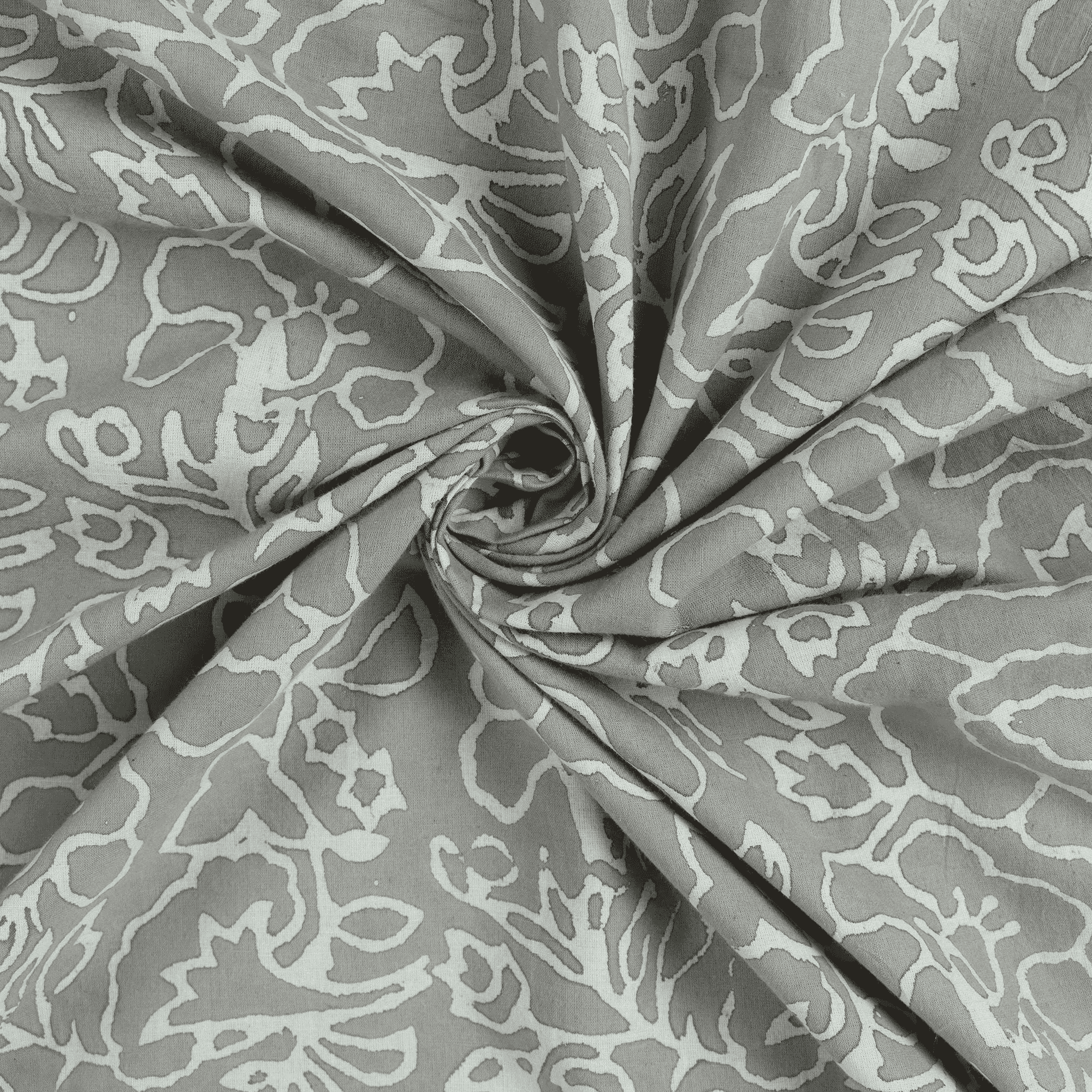 White Kashish Cotton Abstract Print Fabric