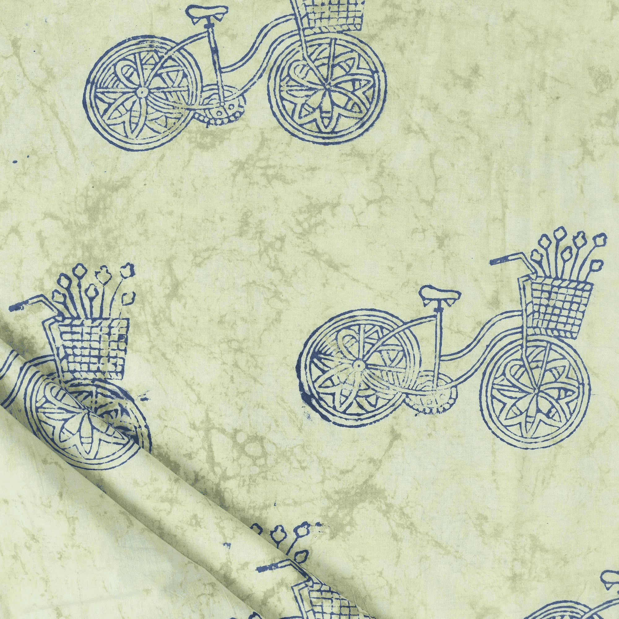 Vehicle Block Print Pure Cotton Kashish Fabric For Dress Material