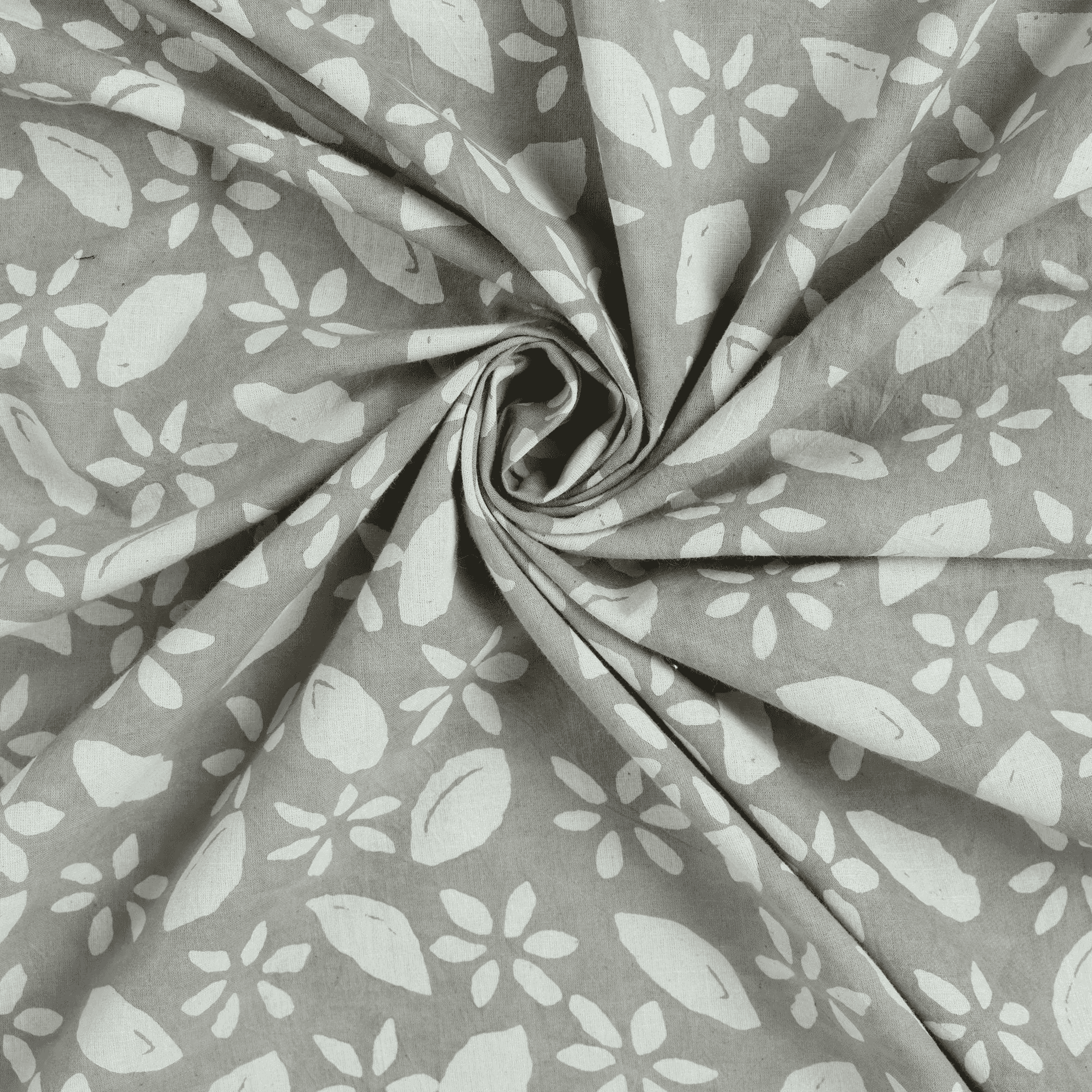 Kashish Floral Leaf Print Dabu Print Fabric