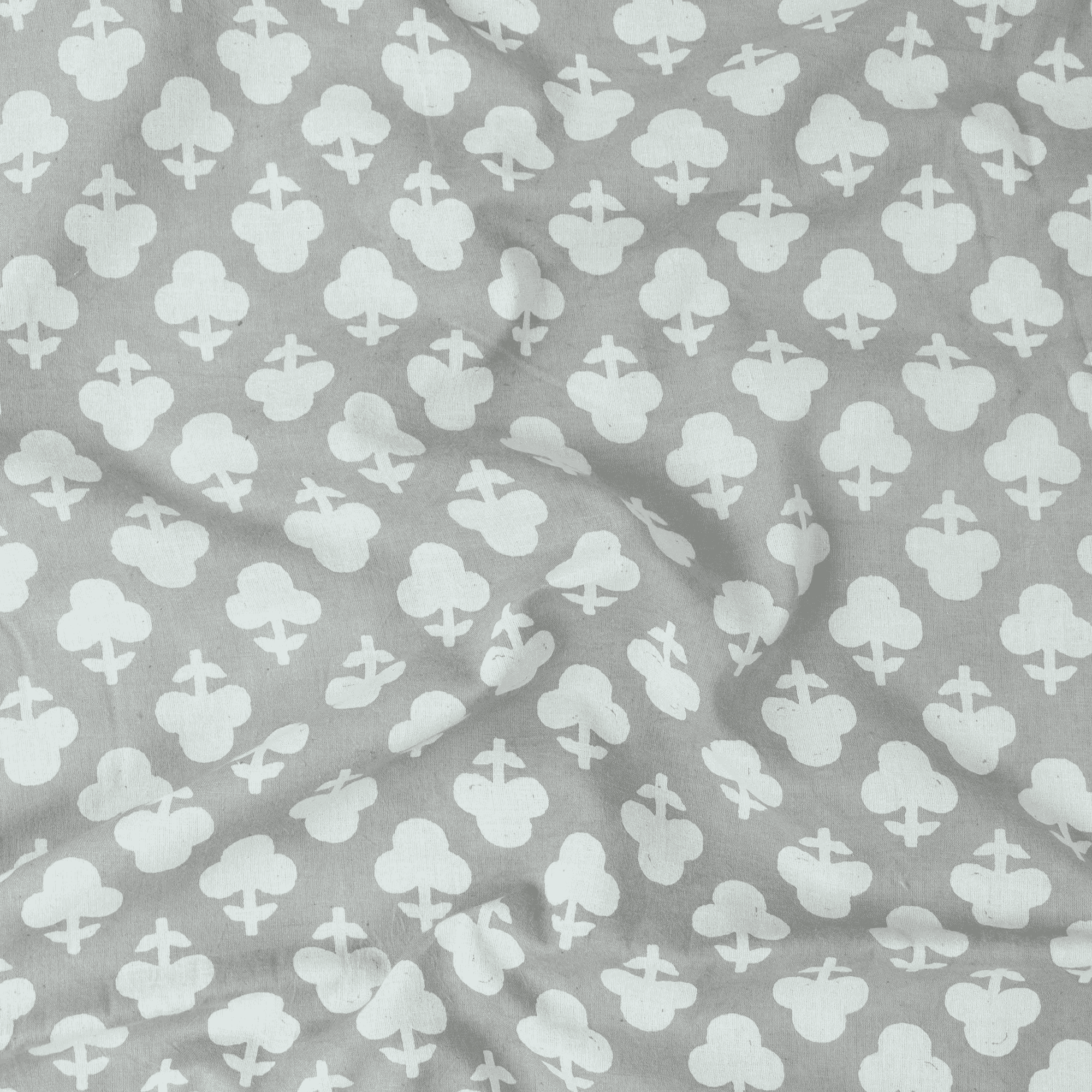 Grey Betel Leaf Print Kashish Organic Cotton Fabric