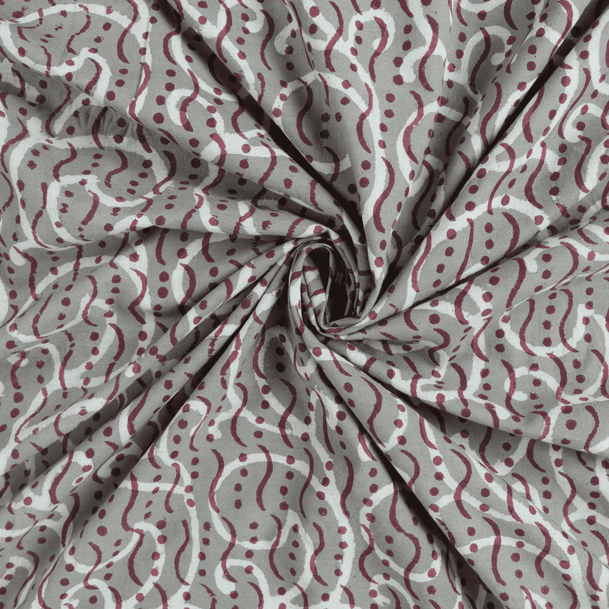 Grey Abstract Print Fabric, Jaipur Block Print Fabric