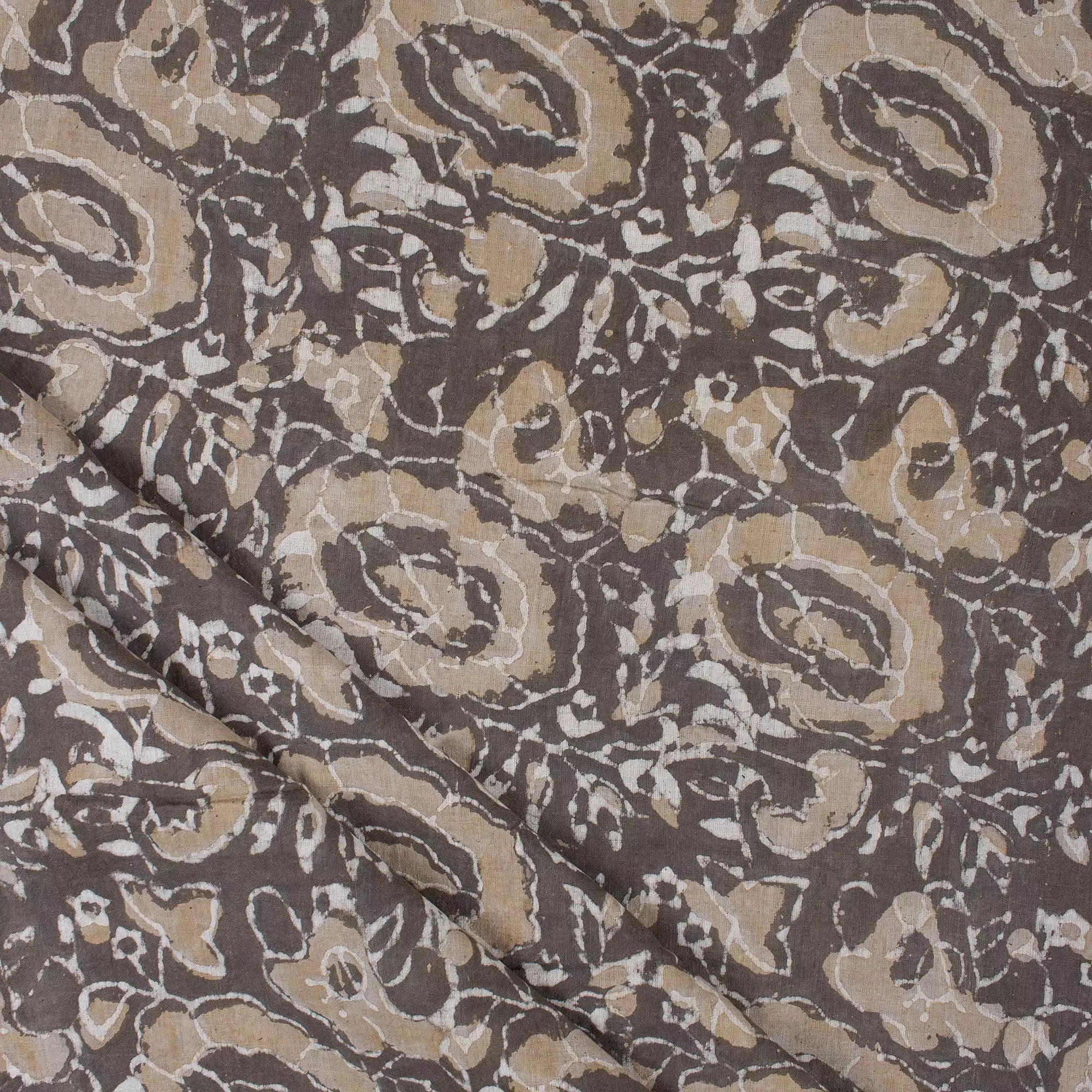 Handmade Kashish Print Brown Cotton Fabric