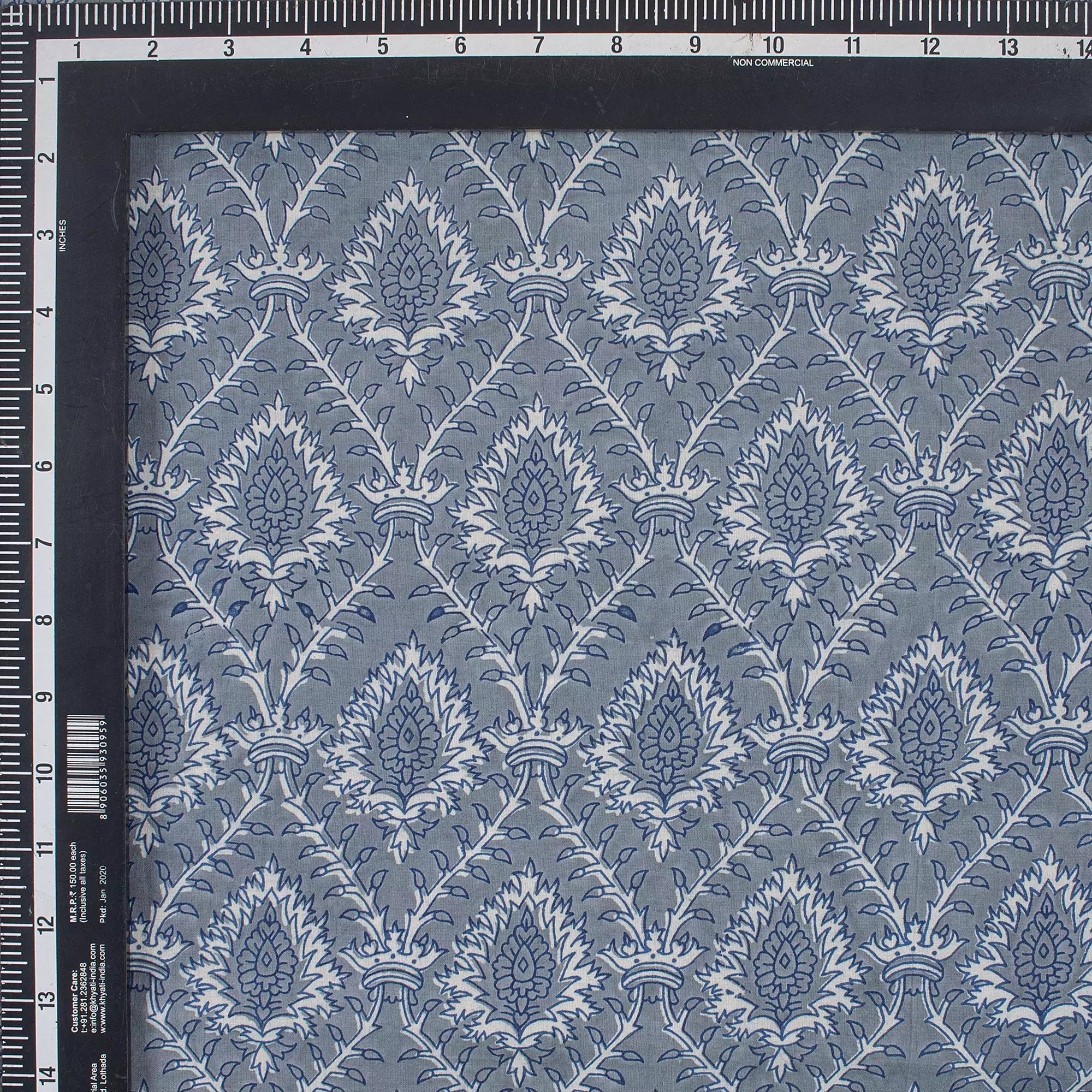 Leaf Block Printed Cotton Kahish Fabric For Clothing