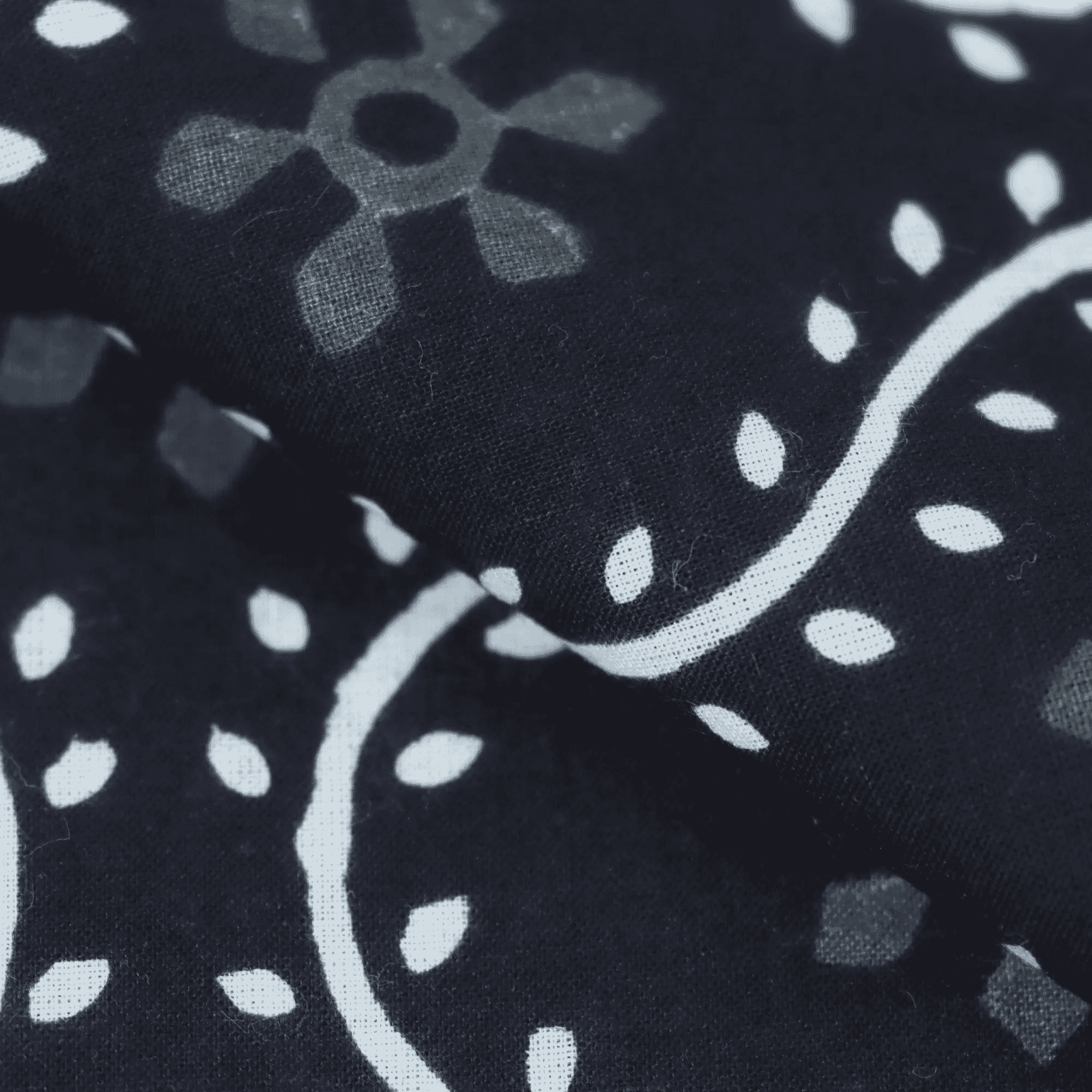 Hand Block Wavy Cotton Printed Fabric