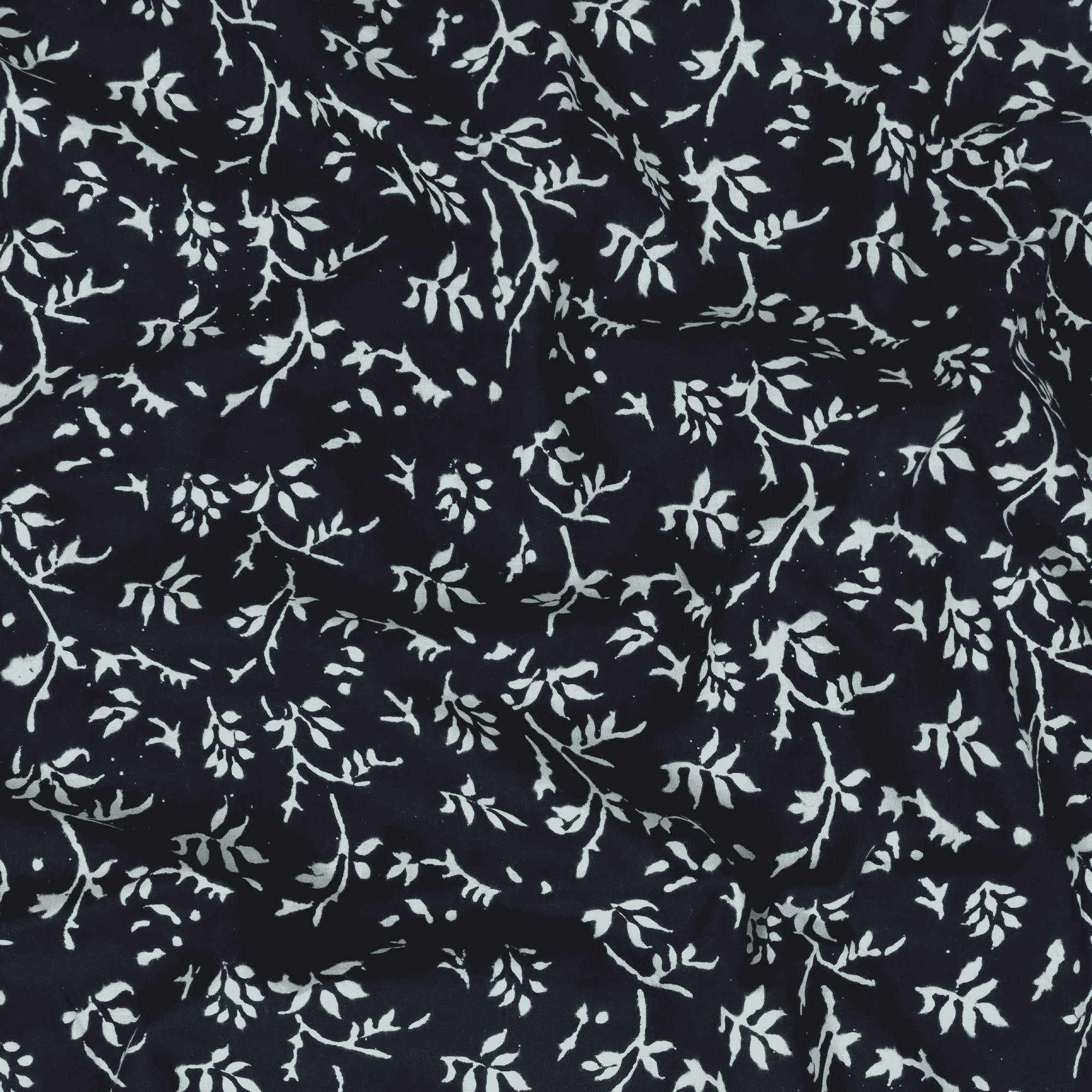 Black Sanganeri Block Print with Floral Jaal Design Cotton Fabric