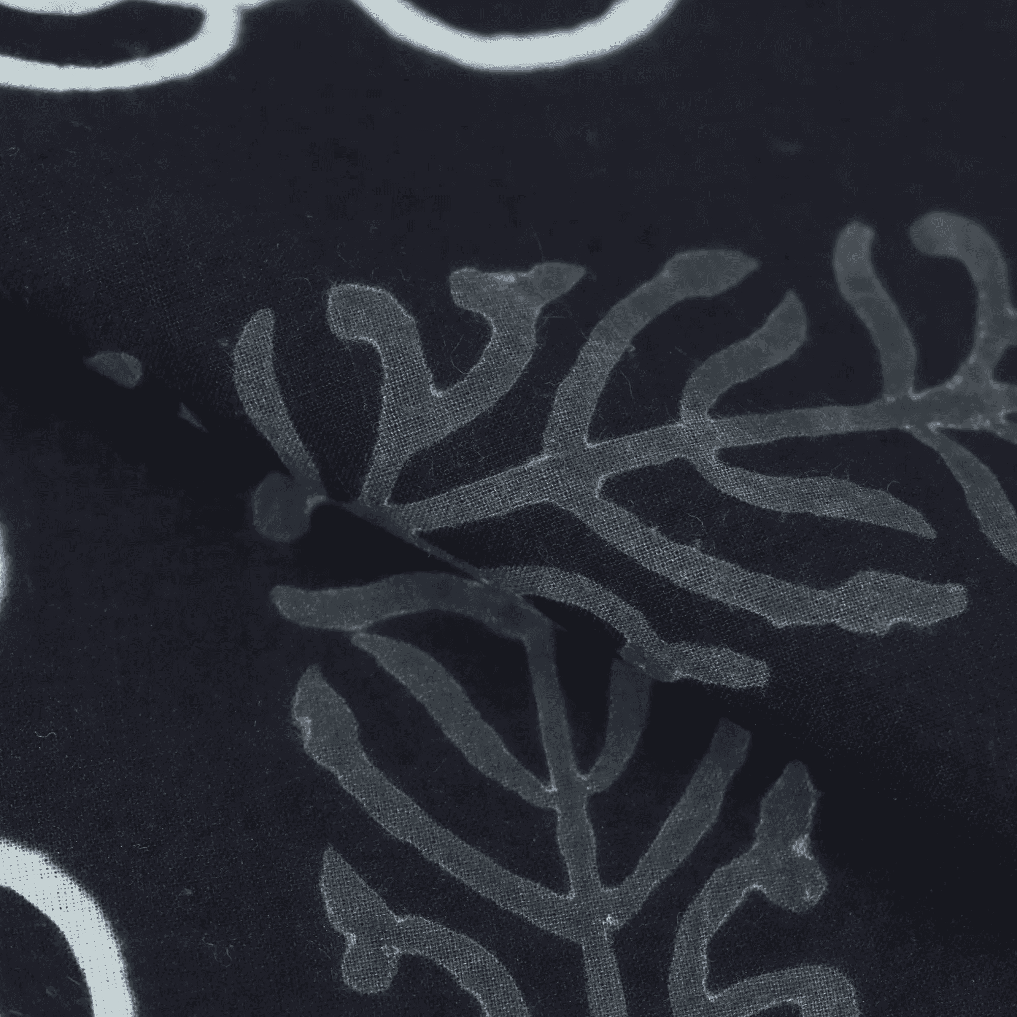 Black Cotton Voile Block Print Fabric