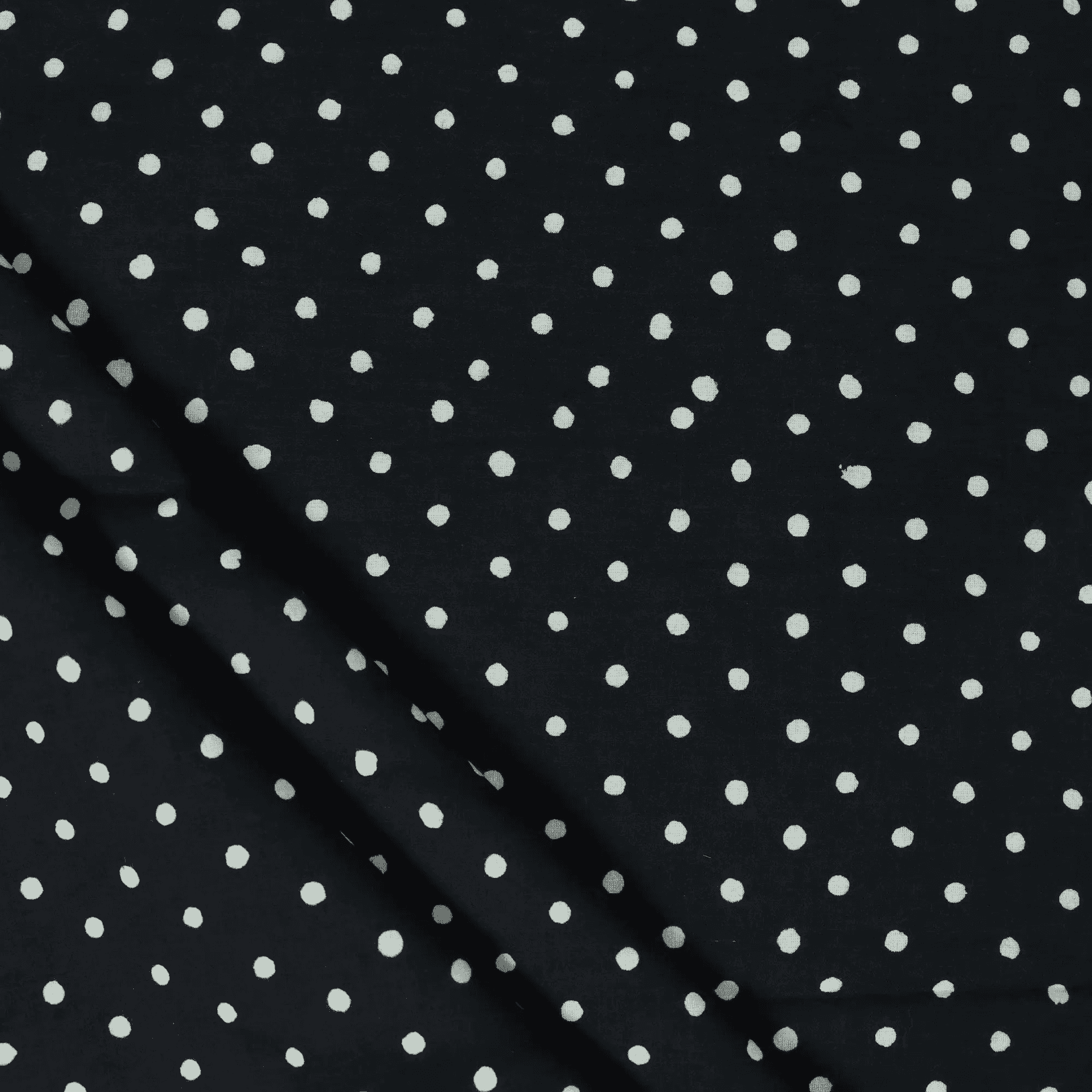 Hand Block Printed Cotton Fabric Black Polka Dot Cotton Fabric