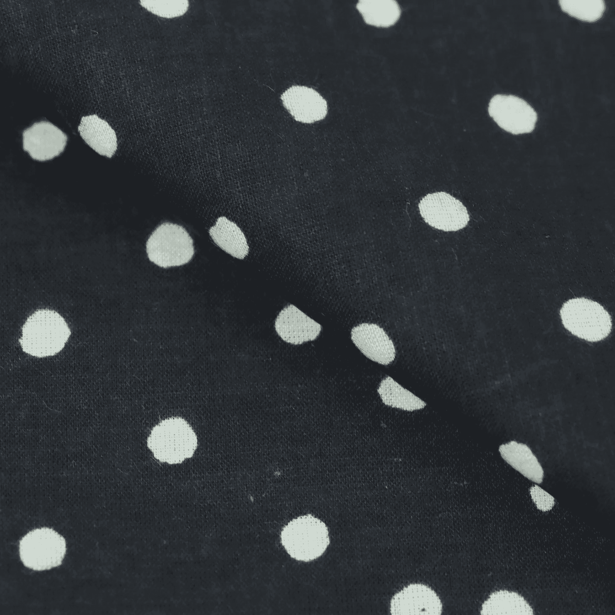 Hand Block Printed Cotton Fabric Black Polka Dot Cotton Fabric