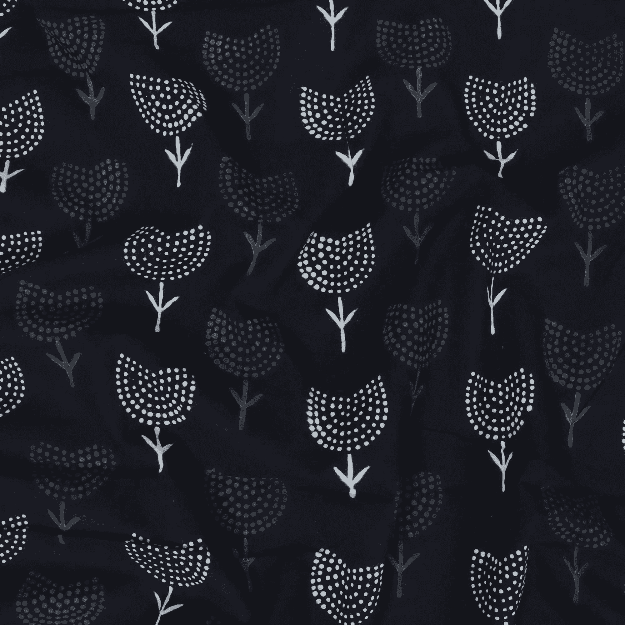 Black Cotton Fabric Block Printed Pure Cotton Cloth