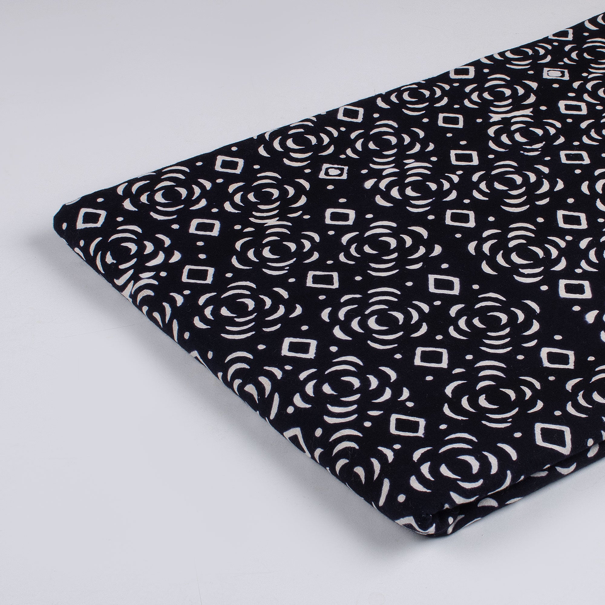 Pure Cotton Hand Block Printed Black & White Fabric