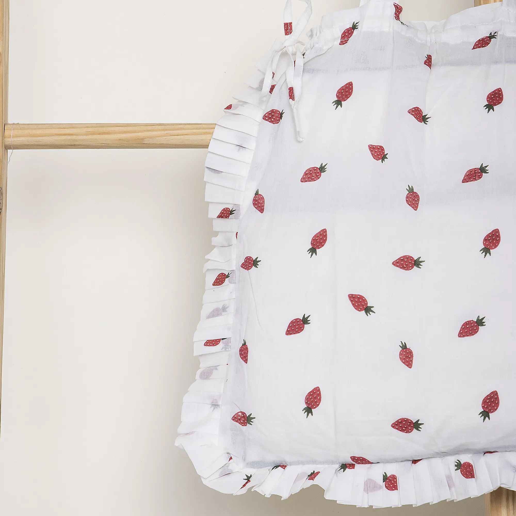 Handmade Strawberry Splash Print Soft Tote Bag