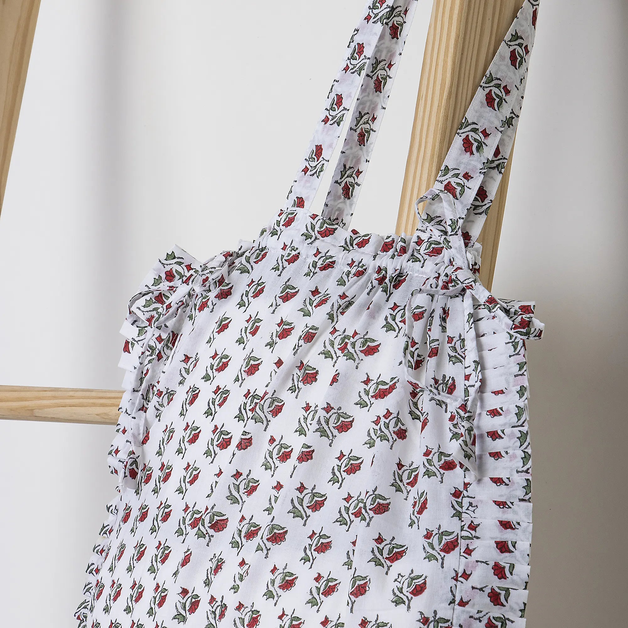Crimson Bloom Block Printed Ethnic Tote Bags