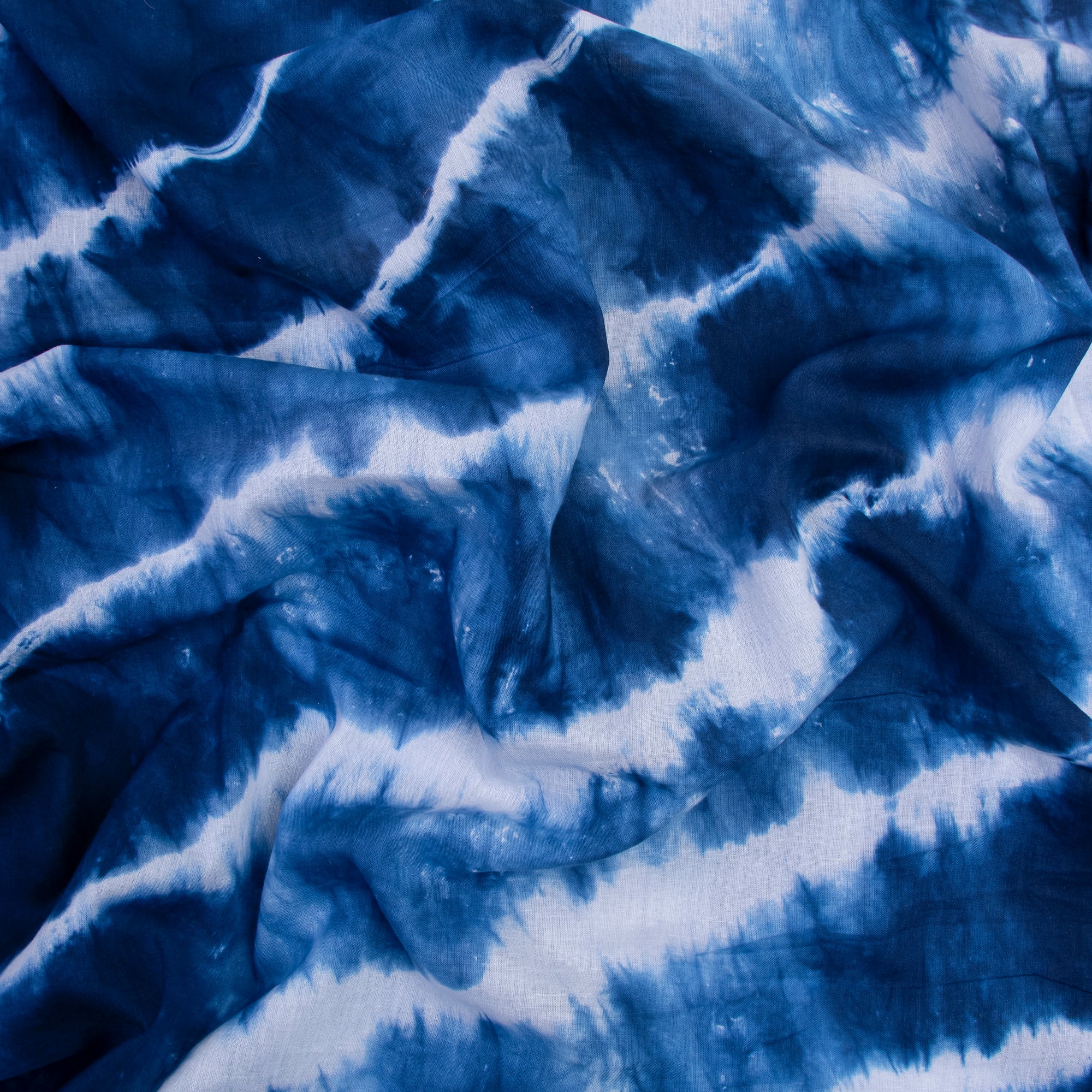 Blue Wave Print Shibori Tie Dye Fabric