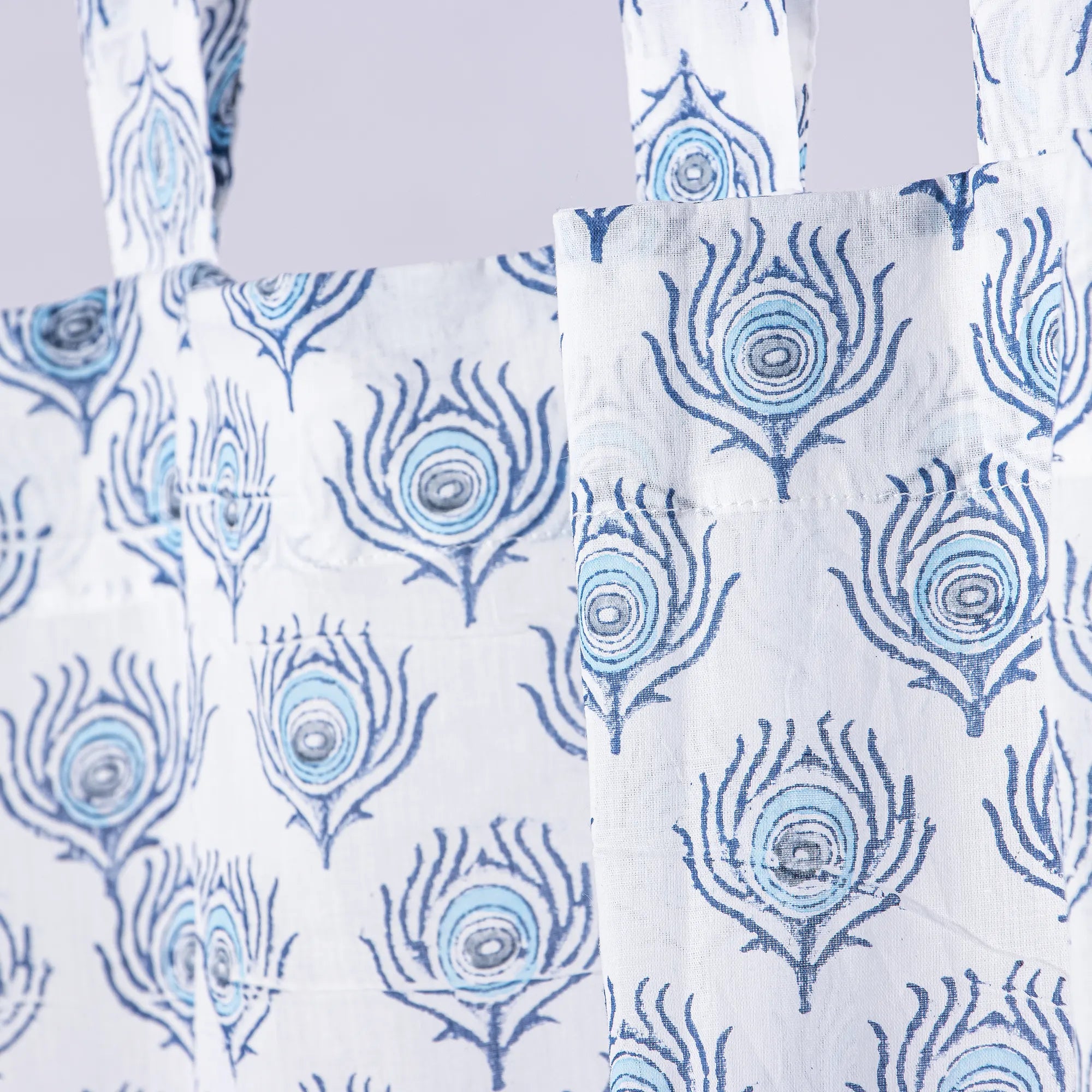 Blue Dual Blushing Cotton Curtain Set