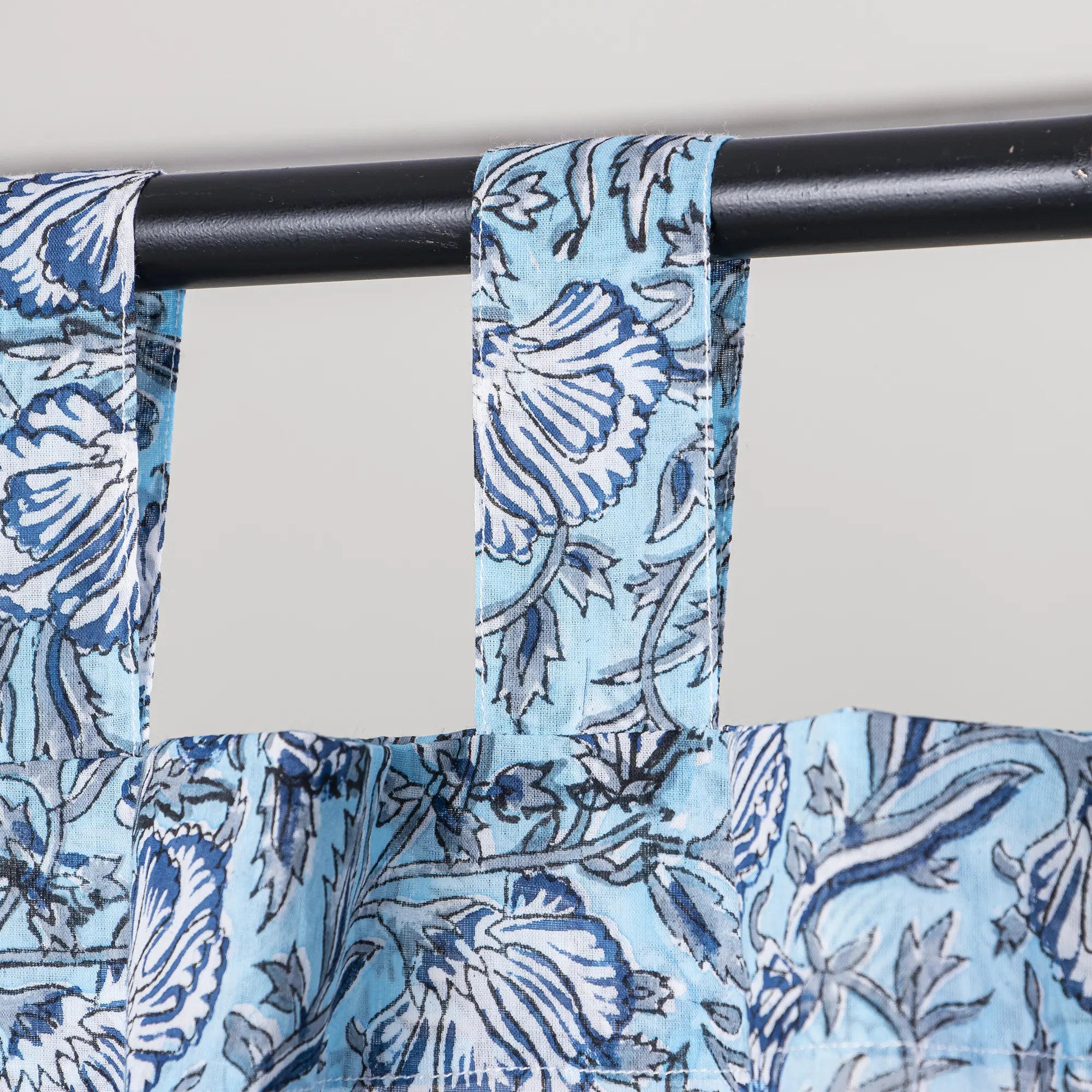 Blue Dual Blushing Cotton Curtain Set