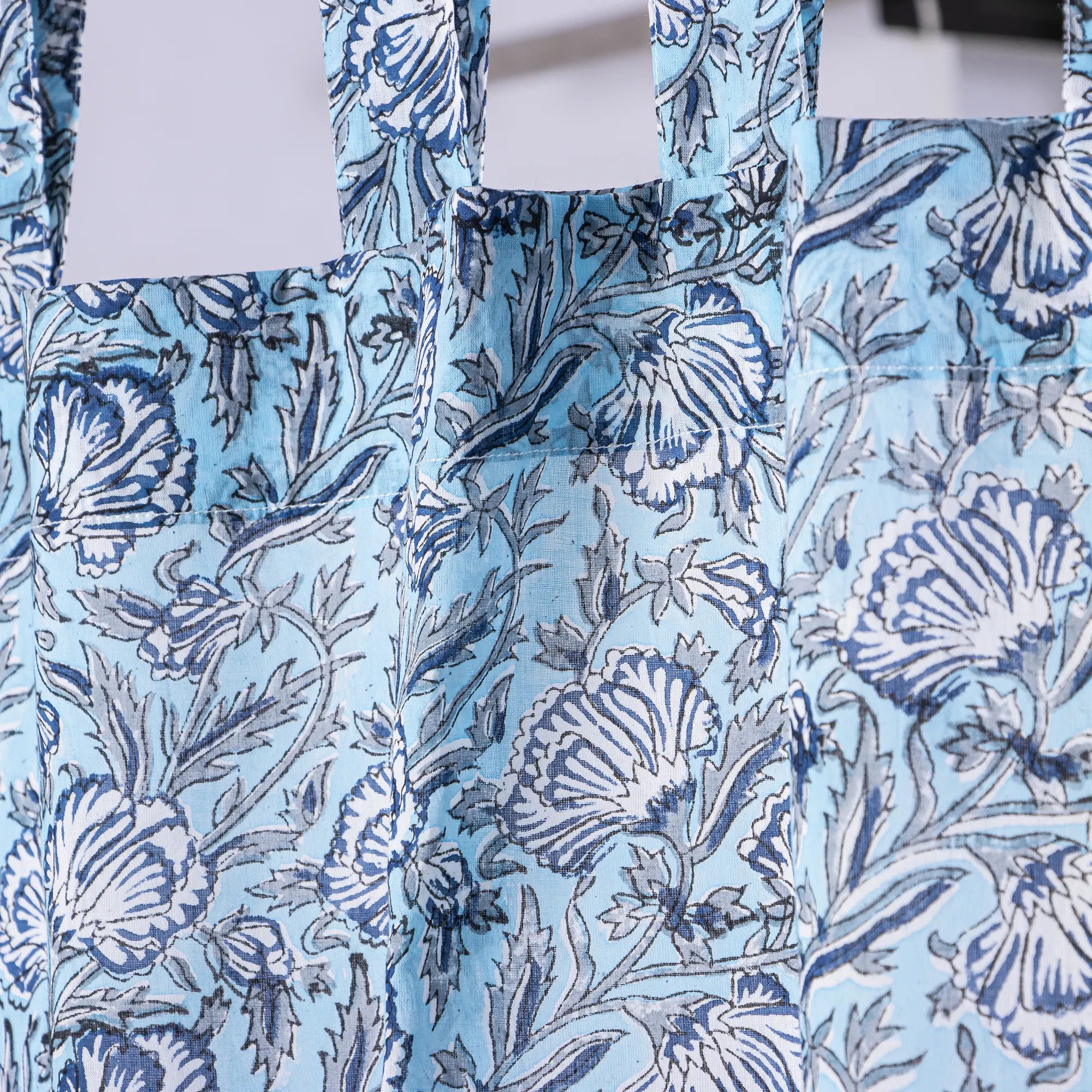 Blue Dual Blushing Cotton Curtain Set