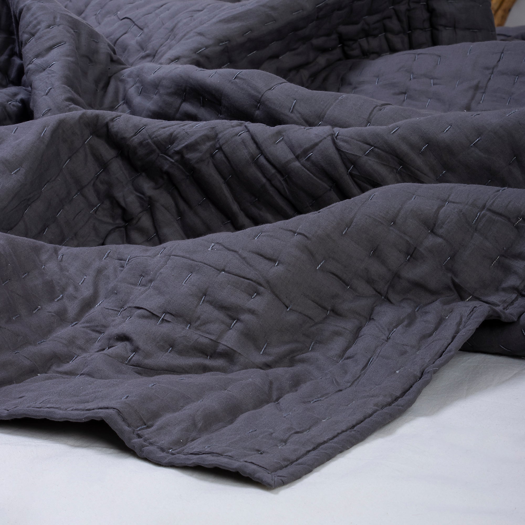 Grey Rajasthani Cotton Quilt( Blanket) | Kantha Quilt
