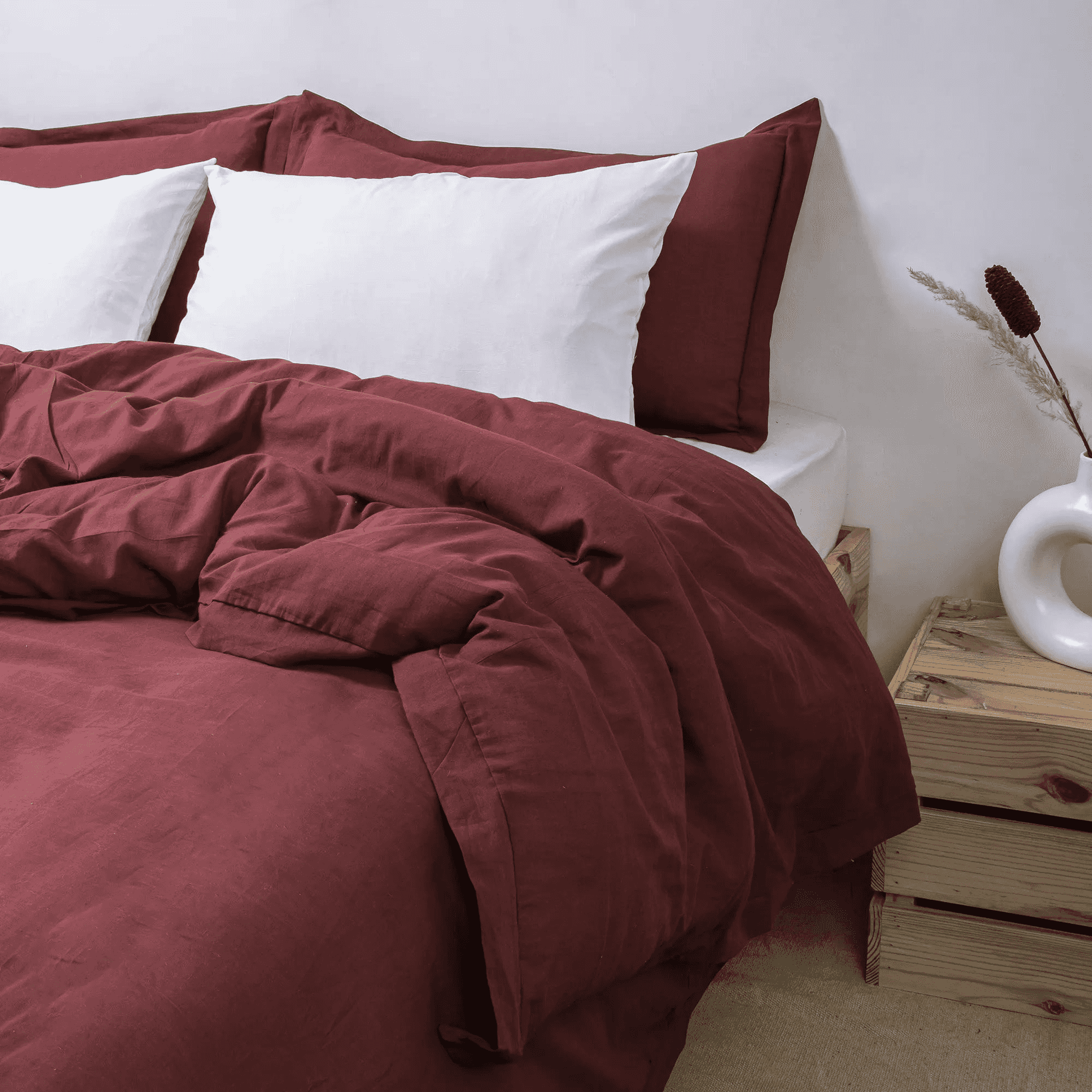 Maroon Crafted Soft Cotton Duvet Online With Pillow Shams
