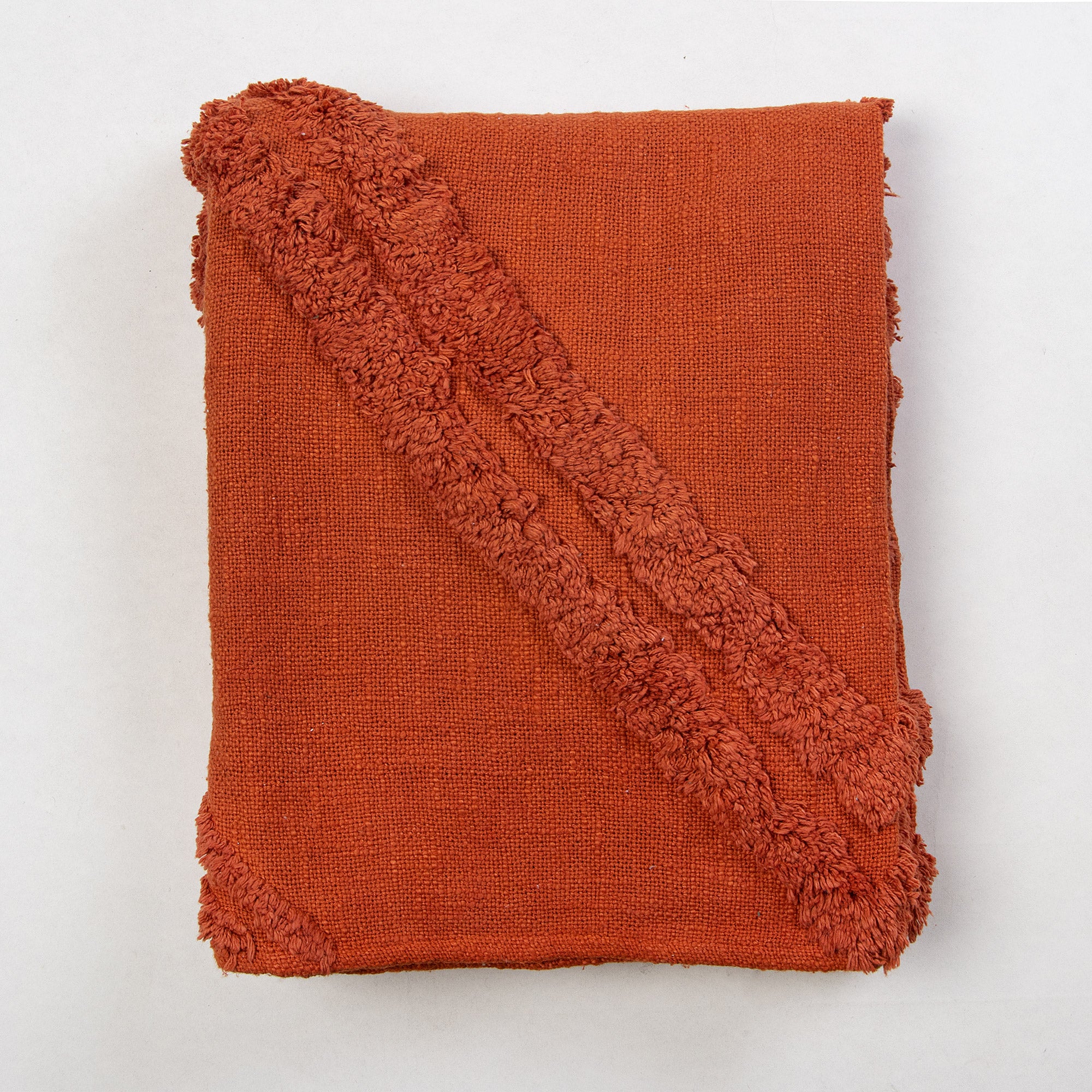 Dark Brown Solid Hand Dyed Tufted Cotton Throw Blanket for Couch, Beds