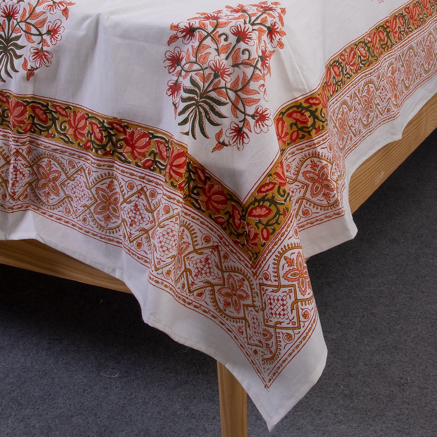 Red Boota Indian Hand Block Print Cotton Bed Sheet