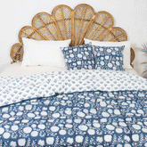 Floral Print Soft Cotton Blue Duvet Cover & Shams