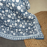 Floral Print Soft Cotton Blue Duvet Cover & Shams