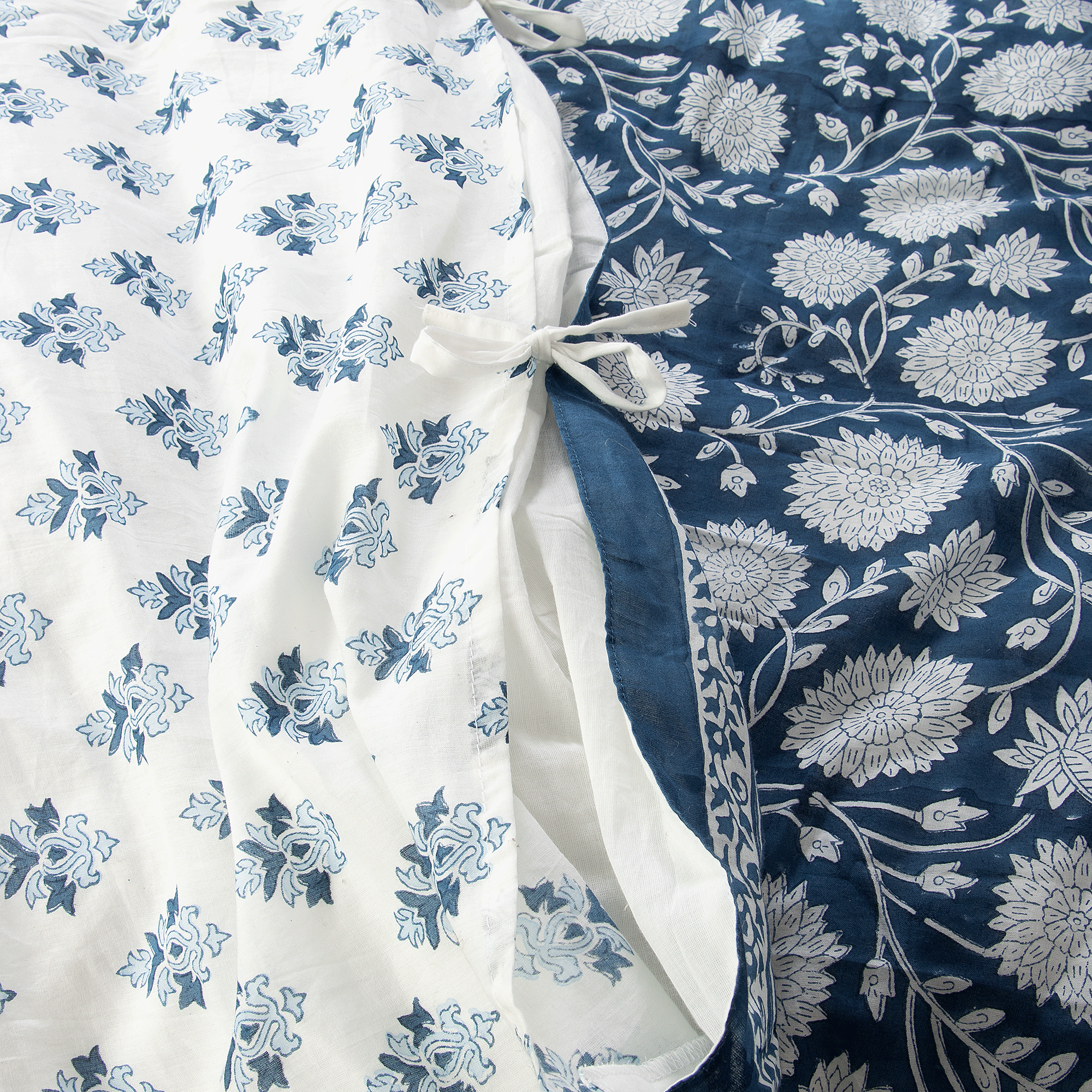 Floral Print Soft Cotton Blue Duvet Cover & Shams