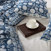 Floral Print Soft Cotton Blue Duvet Cover & Shams