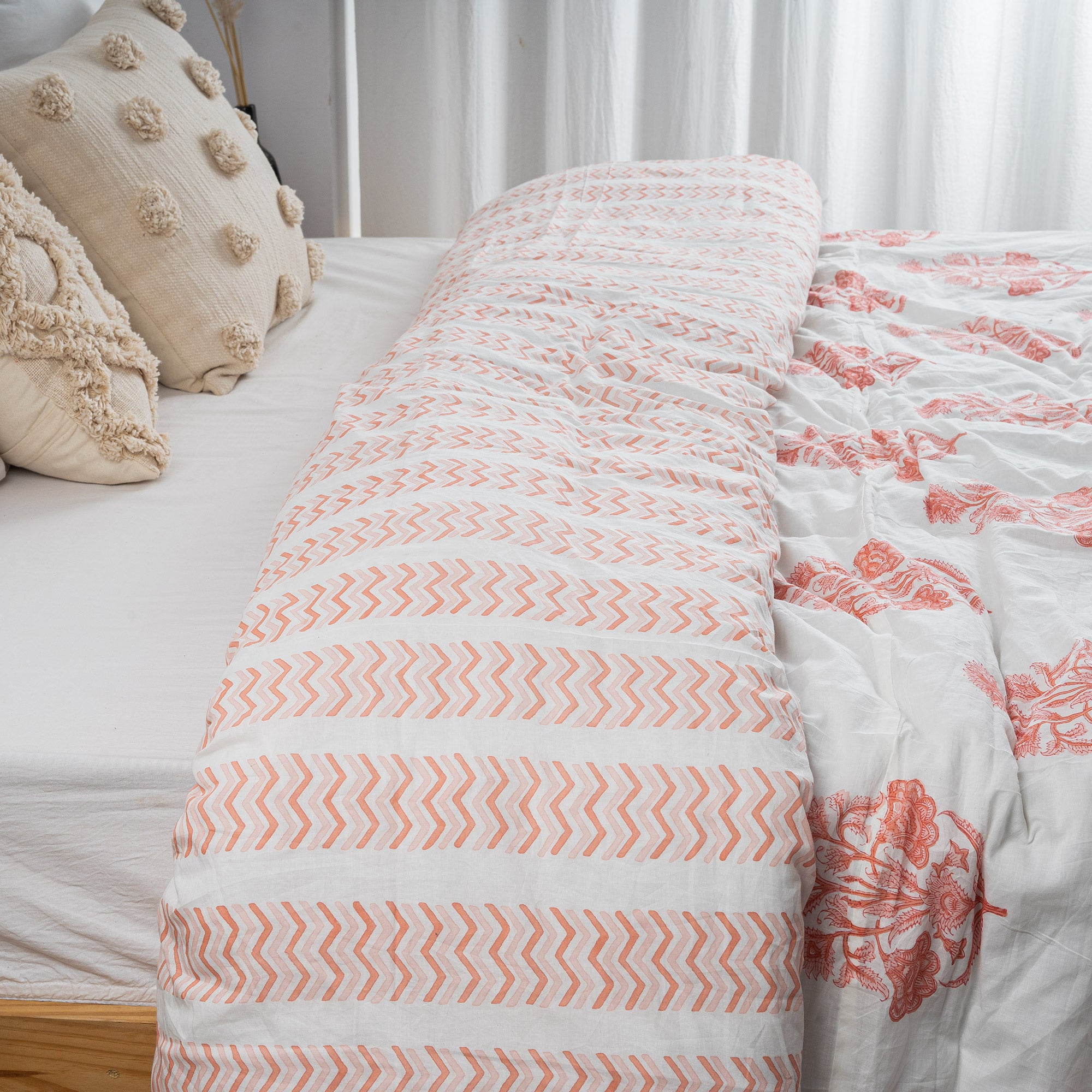 Pink Flower Blanket Cover Cloth & Pillow Cover Set