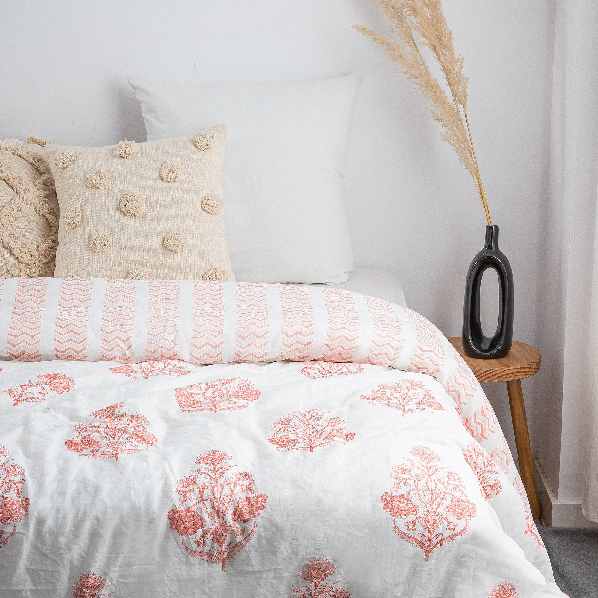 Pink Flower Blanket Cover Cloth & Pillow Cover Set