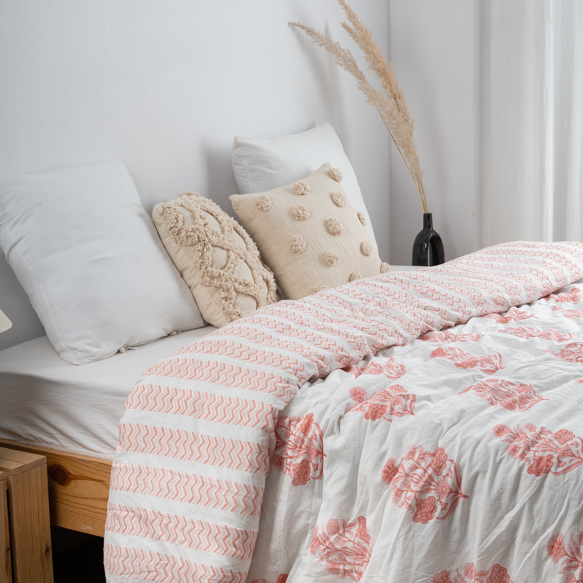 Pink Flower Blanket Cover Cloth & Pillow Cover Set