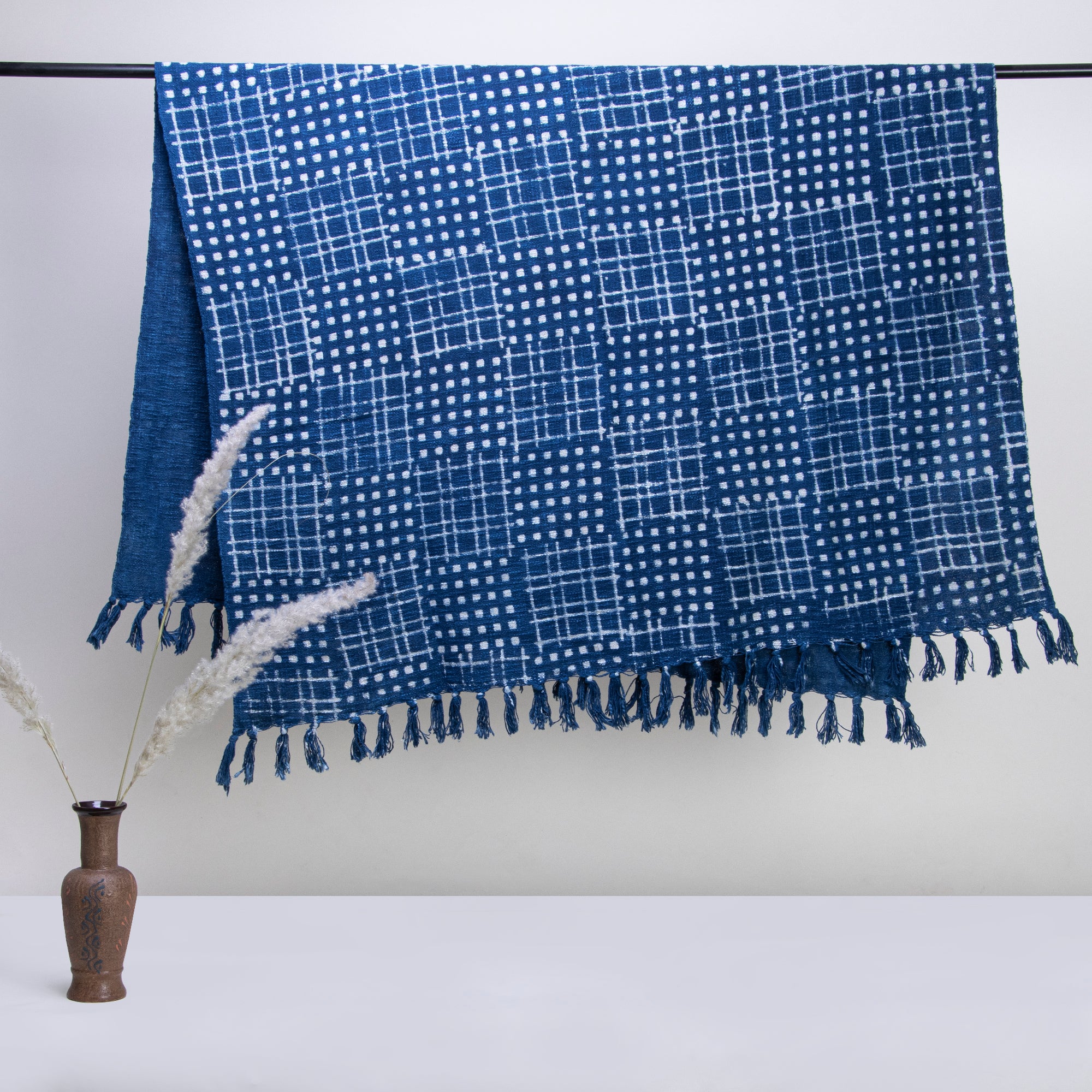 Handmade Blue Color Pure Cotton Blanket Throws Online